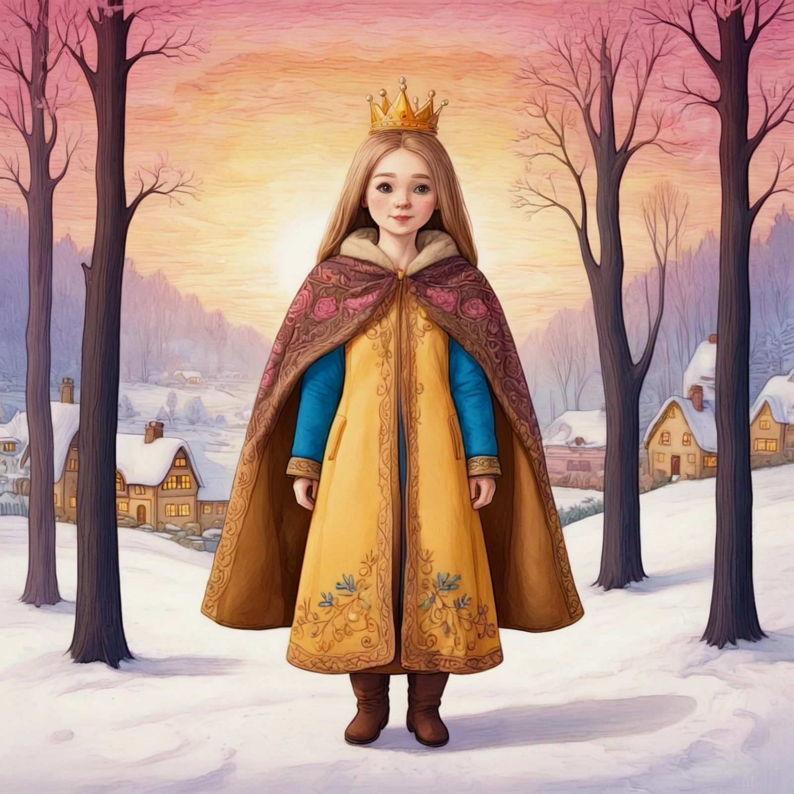 crtnsktchCE cartoon.

A princess wearing a warm winter cloak, embroidered, highly detailed.

<lora:ComicSketch02_CE_SDXL:0.85>