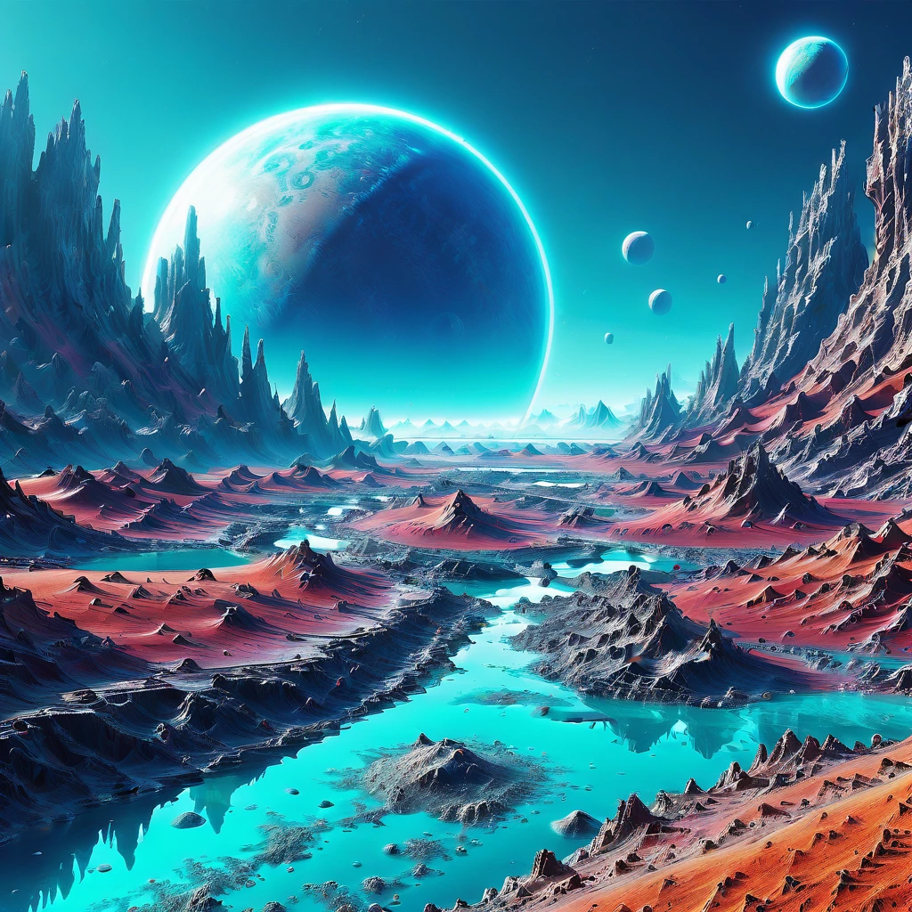 water, realistic planet background, surreal