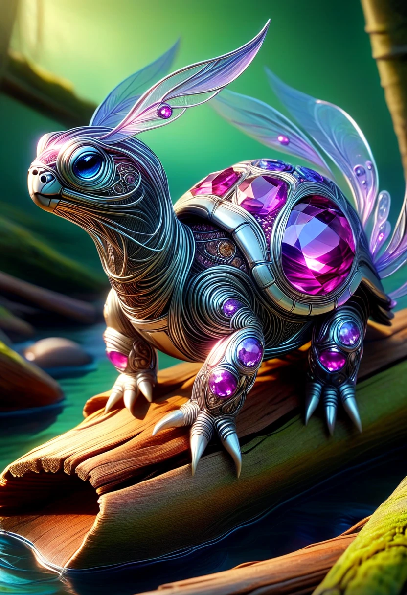 gemwiremorph, a turtle on a log