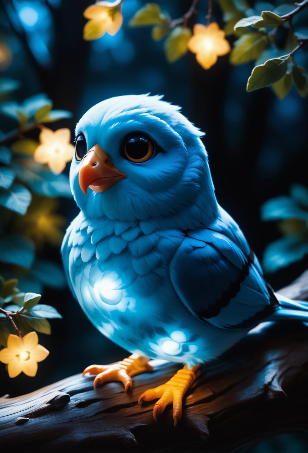 score_9, score_8_up, score_7_up, (bird made out of lmlrmrpy <lora:PONYlumilarimar-000009:1> ), cute, adorable, in a wood, by night, moonlight