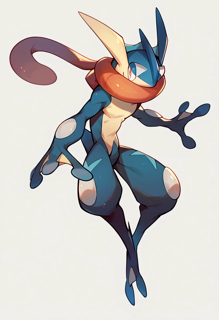 score_9, score_8_up, score_7_up, score_6_up, source_furry, solo, dof,  full-length portrait, white background,  <lora:POKEMON_GRENINJA:1> greninja, pokemon (creature)