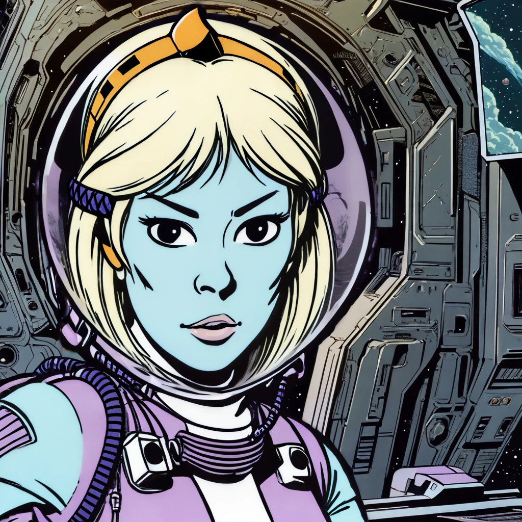 masterpiece, best quality, ultra_detailed, highres, absurdres, space, stars, asteroids, graphic novels illustration, 1990s \(style\), traditional media, retro artstyle, futuristic, science fiction, (intricate details, extremely detailed:1.15), (ultrahigh resolution textures), (volumetric, cinematic) lighting