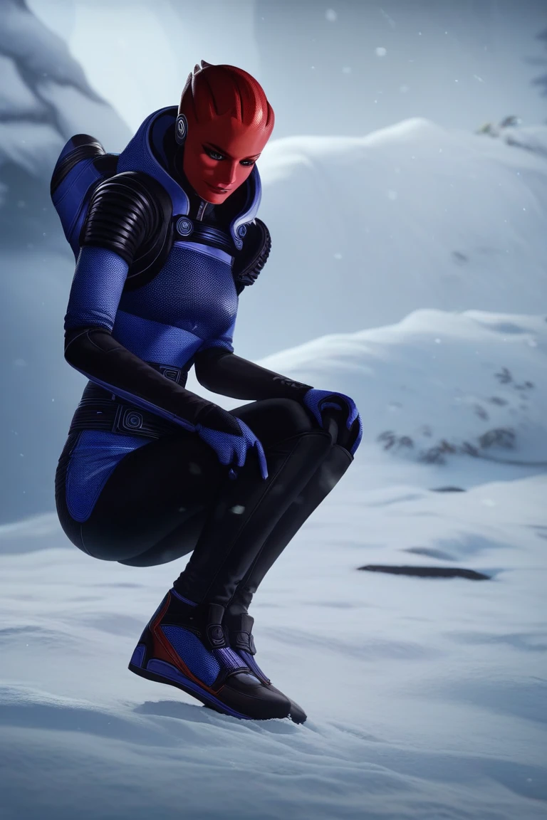 score_9, score_8_up, score_7_up, frostbite aesthetic,
"The image shows a person wearing gloves and holding a pair of shoes in the snow, with a blurred background.", mass effect style