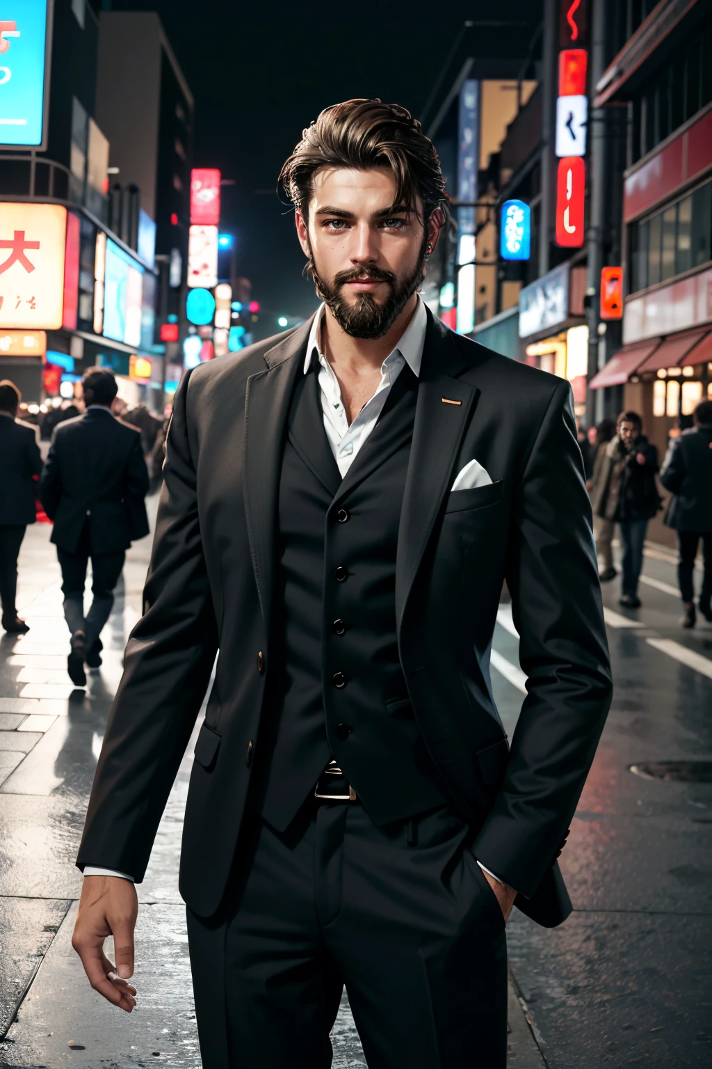 ((ultra detailed, masterpiece, absurdres))
<lora:FC5John:0.8>
FC5John, 1boy, brown hair, beard, looking at viewer, in a sleek modern suit striking a pose in front of a neon-lit Tokyo street