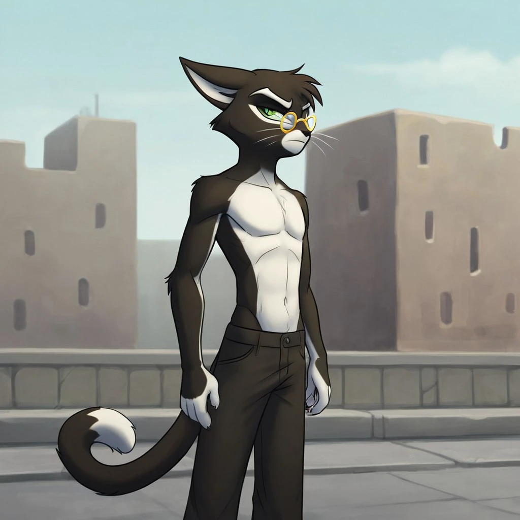 catmonkshiro (style), ((masterpiece)), ((8k quality)), (no watermark), upgrade, sleek, solo, detailed alley, perfect body, thighs, seductive pose, butt, fox, fox ears, fox tail, black body