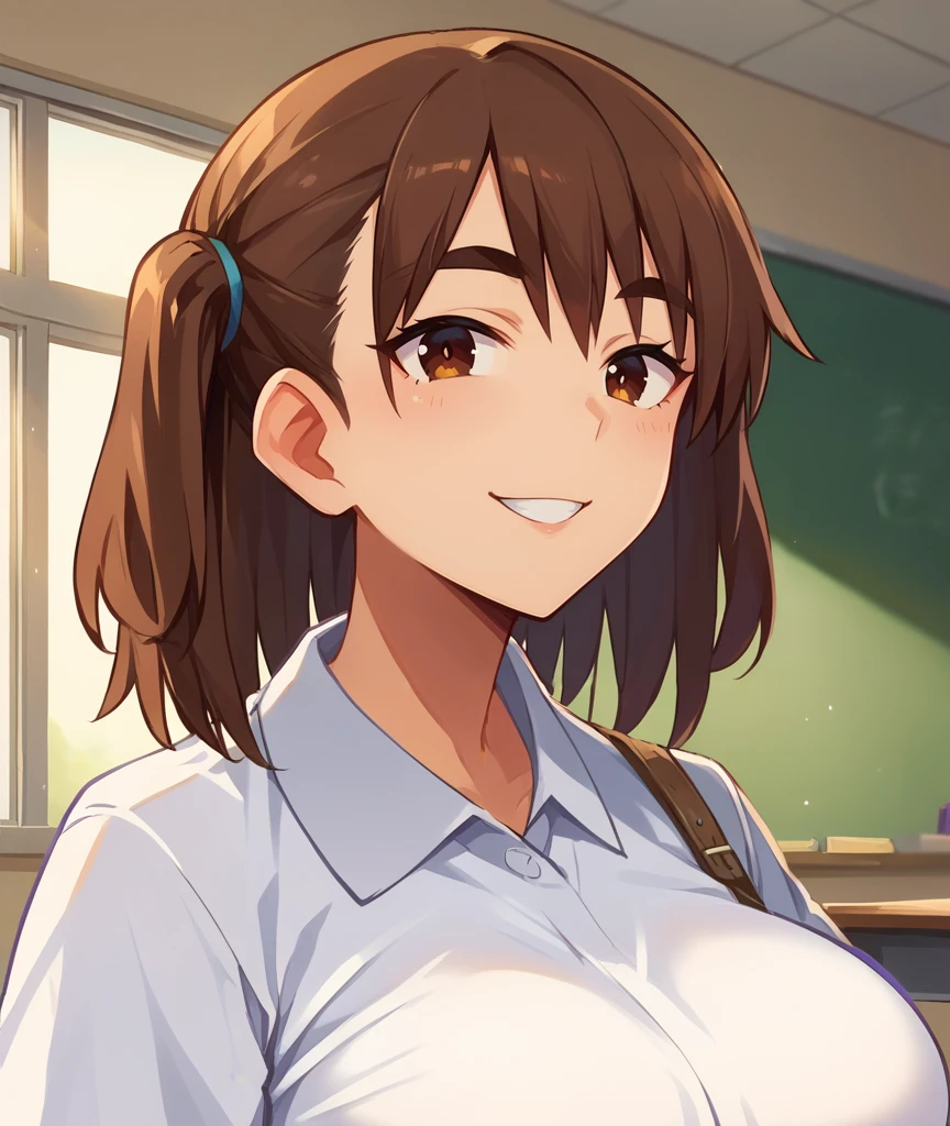 score_9,score_8_up,score_7_up,detailed background,classroom,bust portrait,
1girl,<lora:Shikki:0.8>,shikki,brown hair,brown eyes,large breasts,(twintails:0.8),medium hair,bangs,(thick eyebrows:0.5),smile,looking at viewer,white shirt,<lora:harada_takehito_PDXL:0.6>,harada takehito,