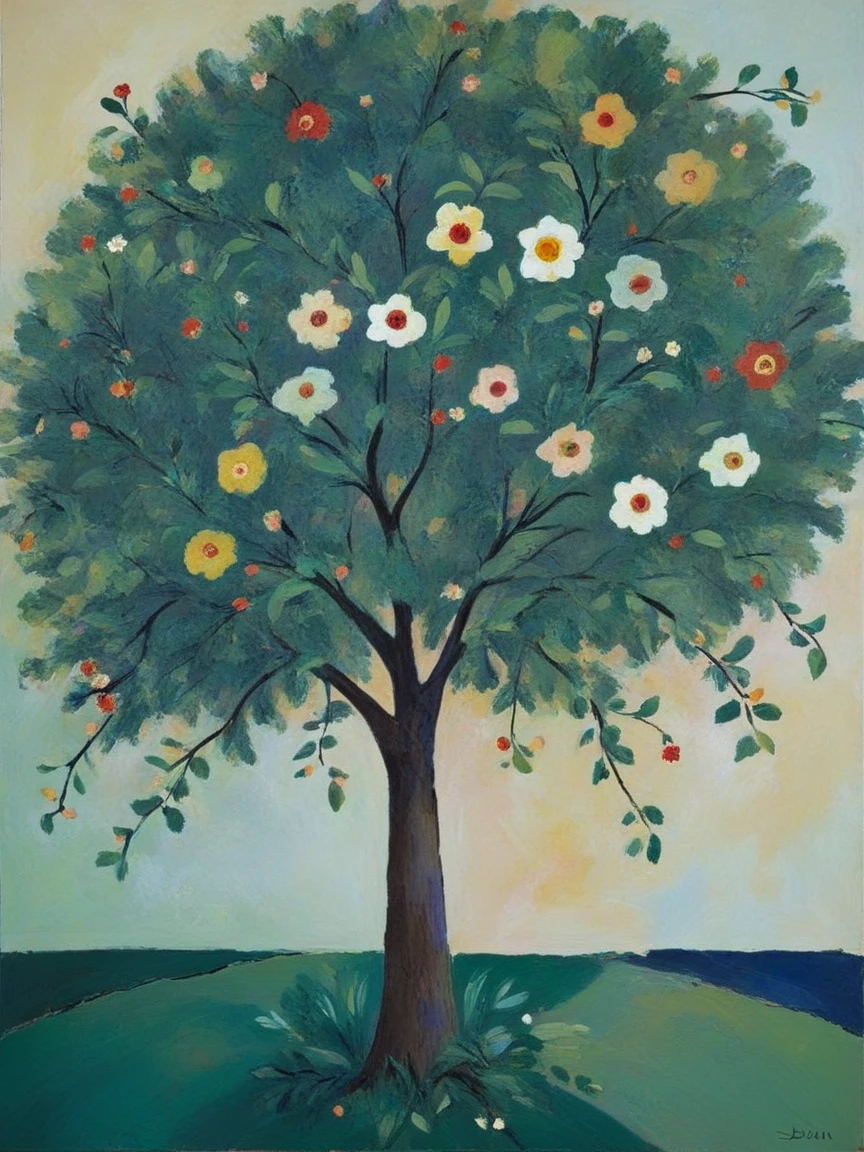 <lora:DunnXL:1> dunn, traditional media, abstract, painting (medium), tree, flower