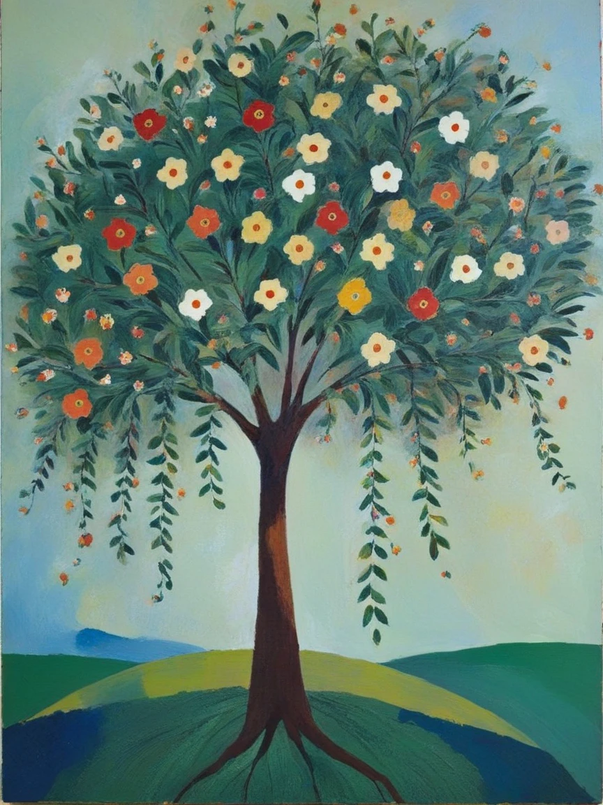 <lora:DunnXL:1> dunn, traditional media, abstract, painting (medium), tree, flower