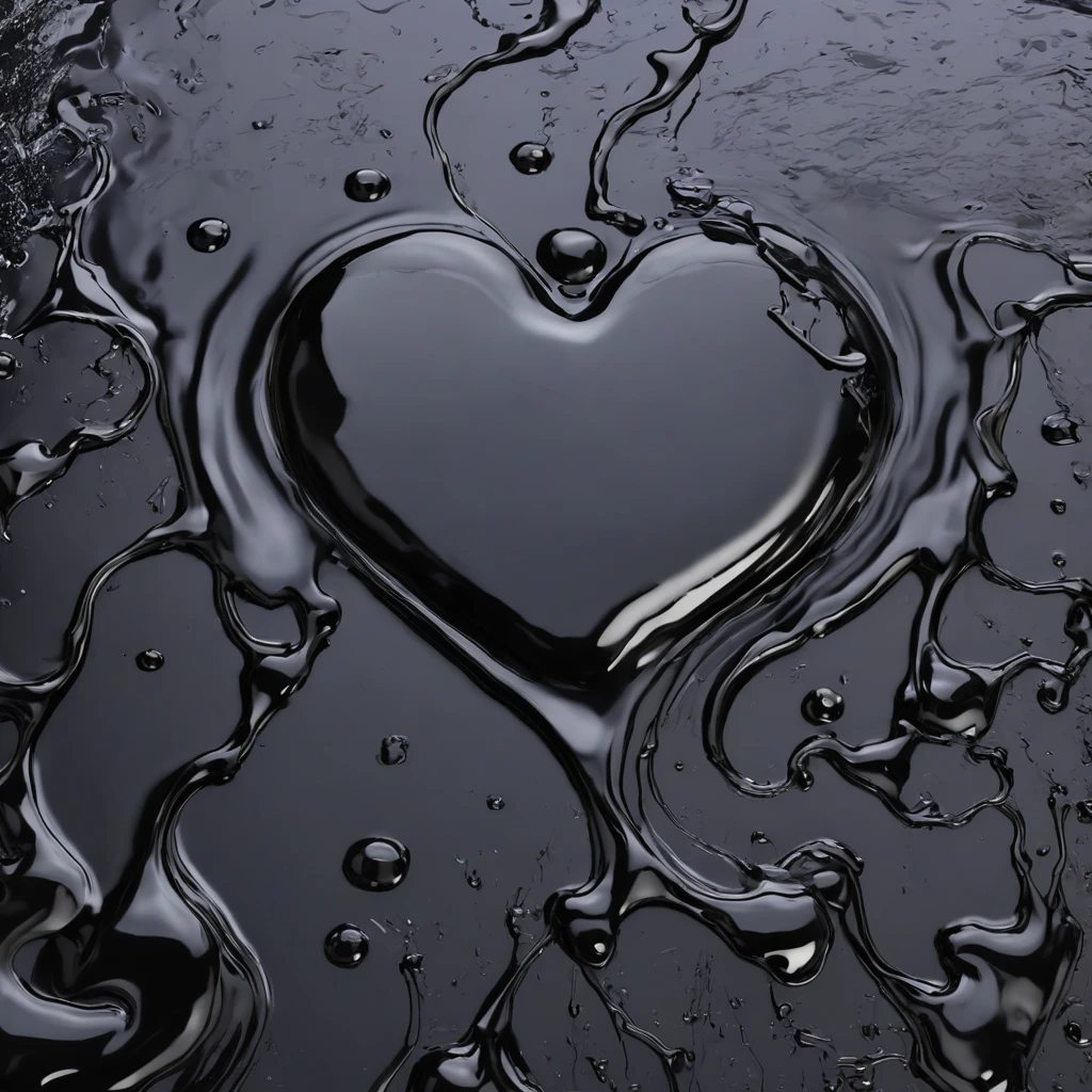 a heart made of crude oil from a oil spill