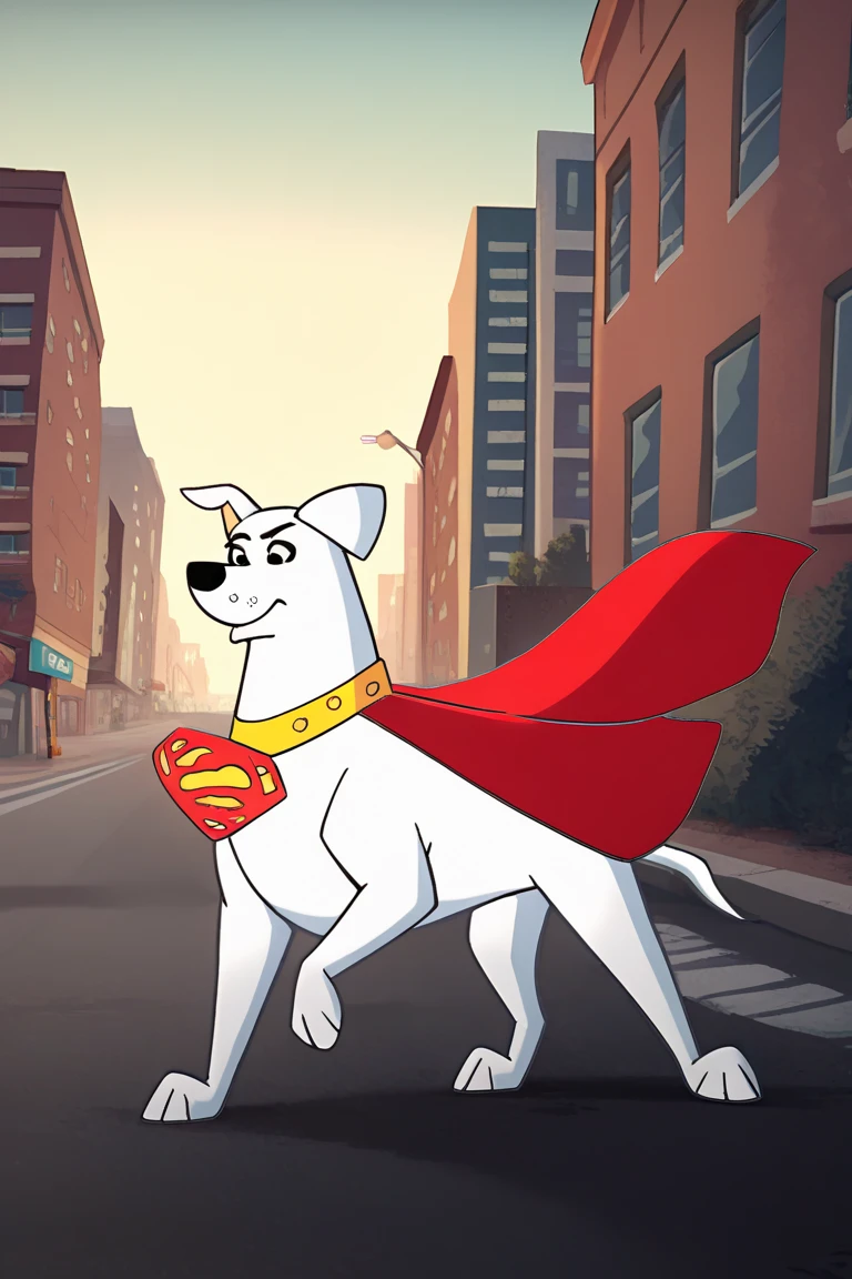 score_9, score_8,score_7,score_6,score_5, source_cartoon, solo, no humans, street,krypto,superdog, dog, animal