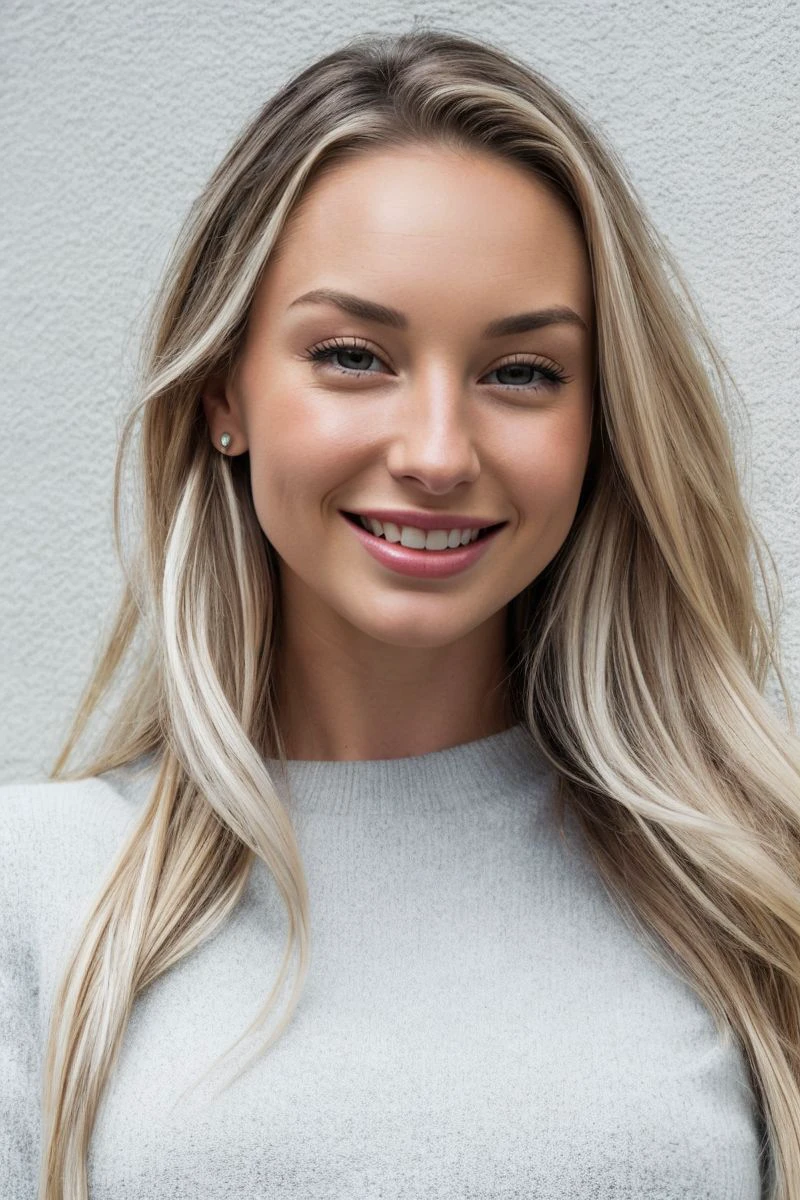 closeup headshot of S482_TaylorGallo,an attractive woman,in front of a (speckled wall:1.1),wearing a (crewneck),(smiling),(4k, RAW photo, best quality, 50mm, depth of field, ultra high res:1.1),(intricate, photorealistic, cinematic-shot, masterpiece, ultra-detailed:1.1),