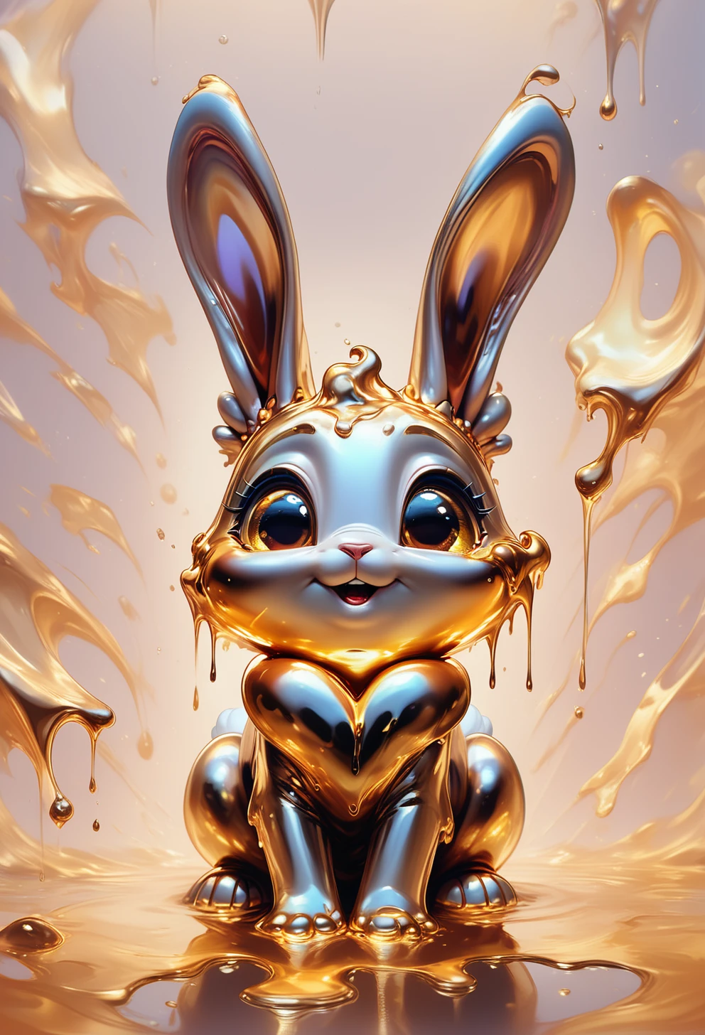 score_9, score_8_up, score_7_up, no human, bunny made out of mlrngldpy   <lora:PONYmoltengold-000007:1>, cute, adorable