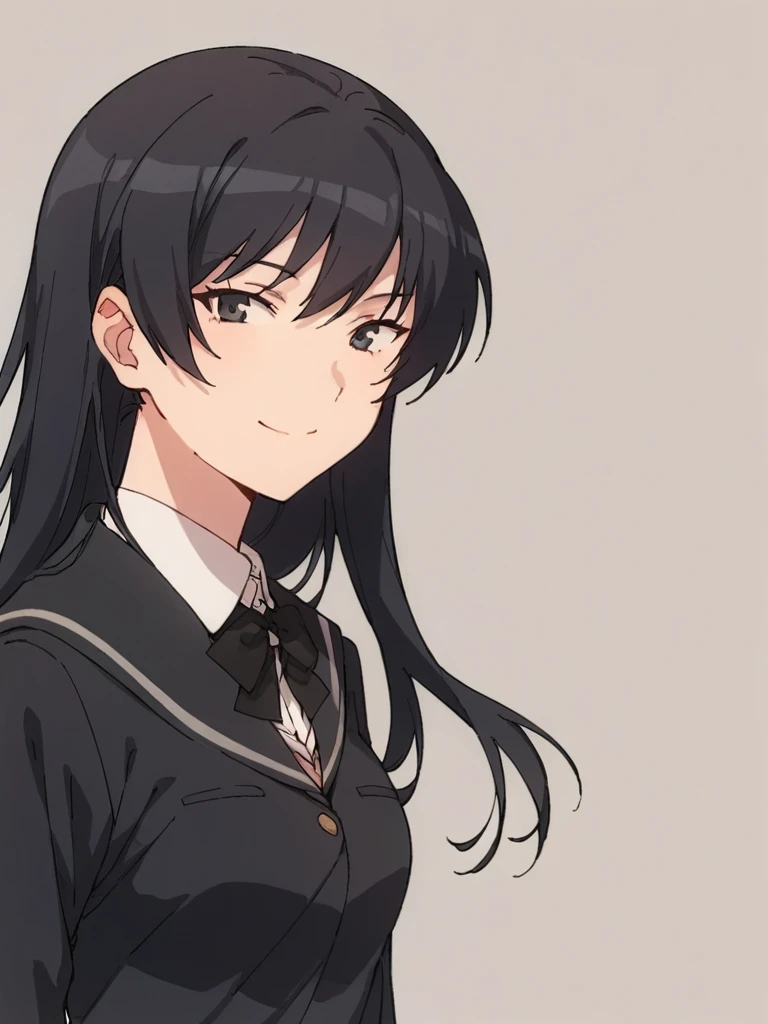 score_9, score_8_up, score_7_up, 
1girl, tsukahara hibiki, black hair, hair down, long hair, black eyes,
medium breasts,
smile, looking at viewer,

school uniform, black bowtie, blazer, black sailor collar, 