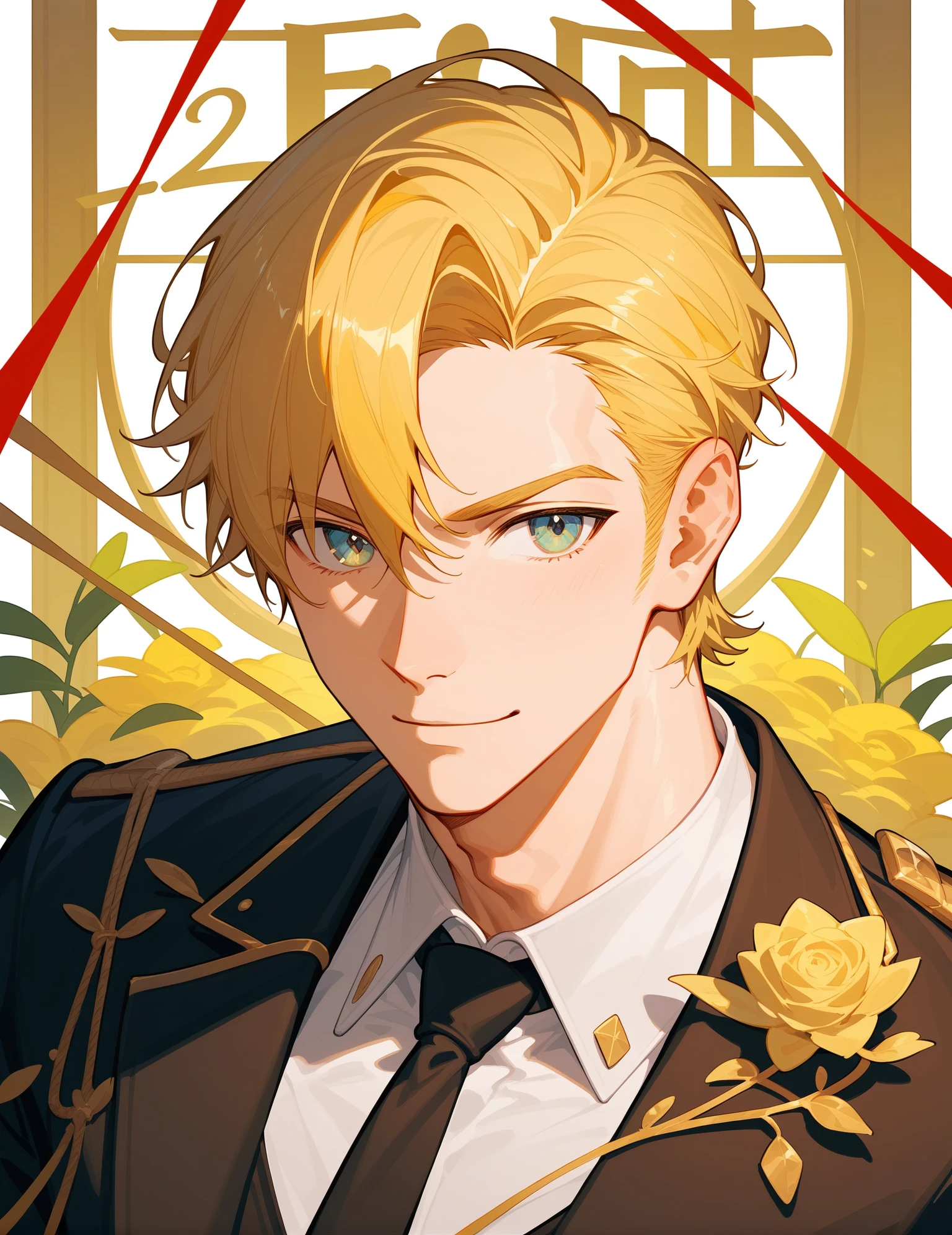 score_9_up,score_8_up,1man,blonde hair,handsome,solo,Phototropism,year 1889,look at viewer,18th century suits