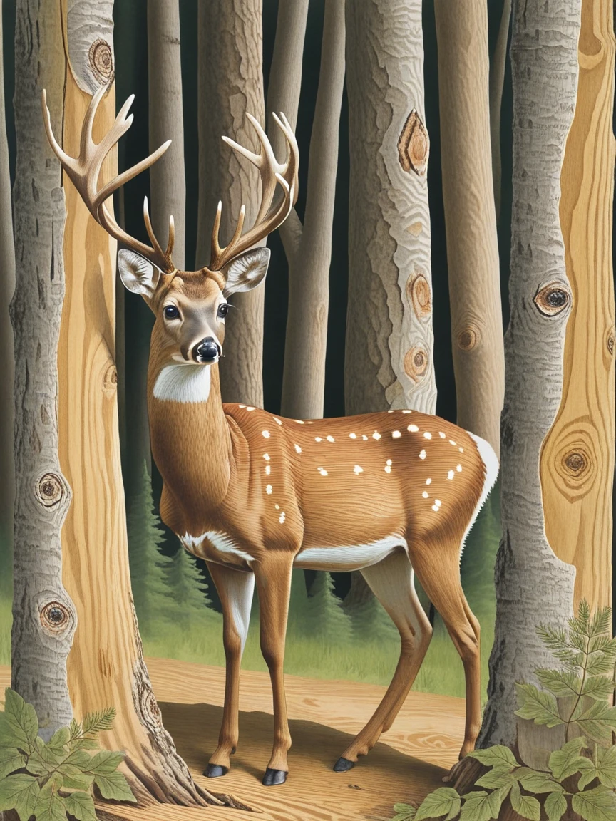 <lora:s34nXL:1> s34n, outdoors, traditional media, animal focus, scenery, woodgrain deer