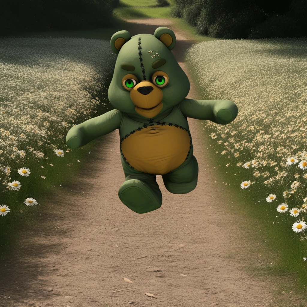 A KippiBenKippod with butterflies flying above is walking in a sunny field  <lora:Kippi_Ben_Kippod_SDv1.5:1.0>