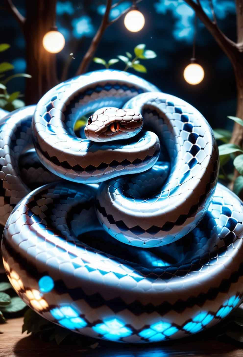 score_9, score_8_up, score_7_up, (snake made out of lmlrmrpy <lora:PONYlumilarimar-000009:1> ), cute, adorable, in a wood, by night, moonlight