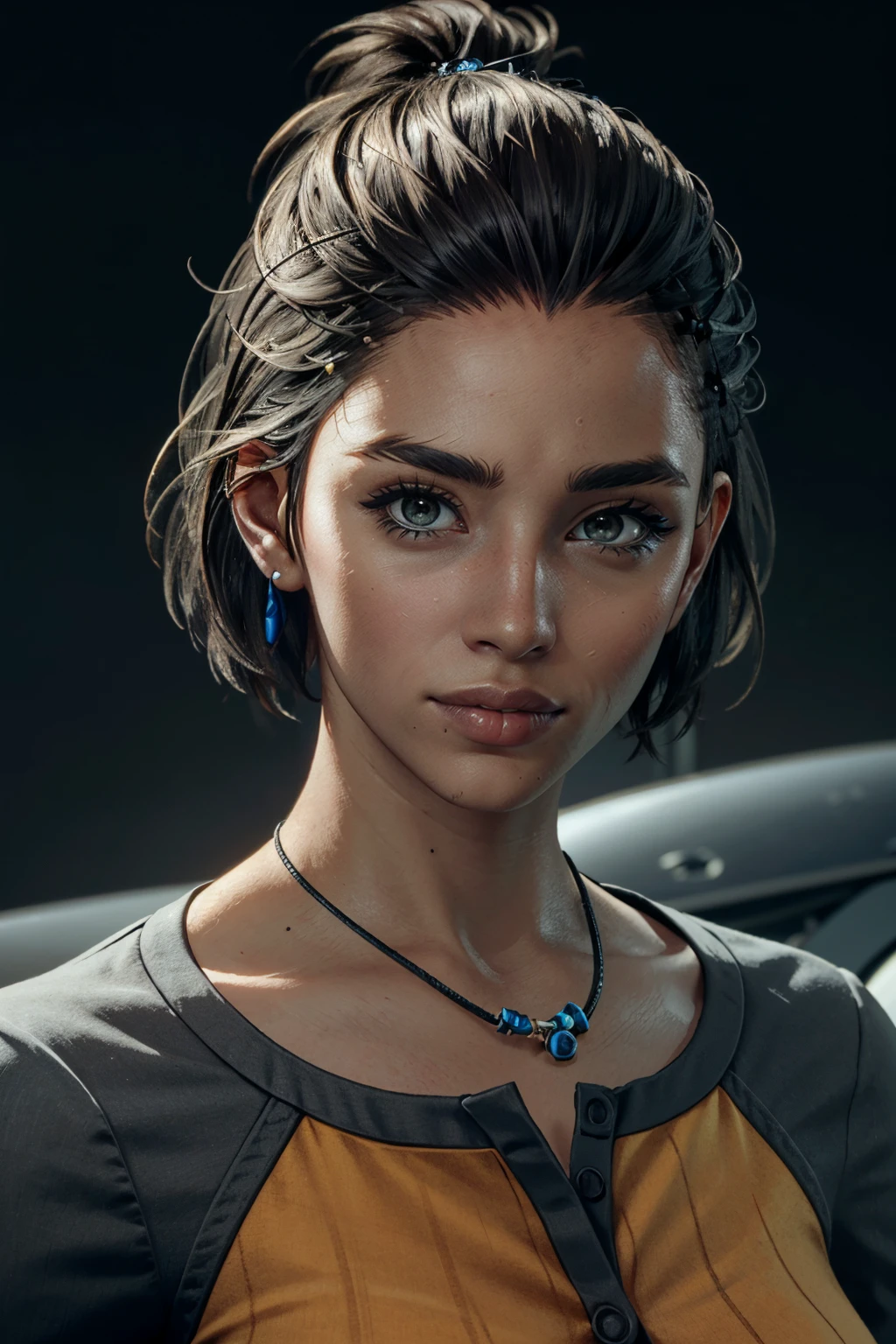 ((ultra detailed, masterpiece, absurdres))
 <lora:FC6Dany:0.8>
FC6Dany, 1girl, short hair, dark skin, looking at viewer, simple background, portrait