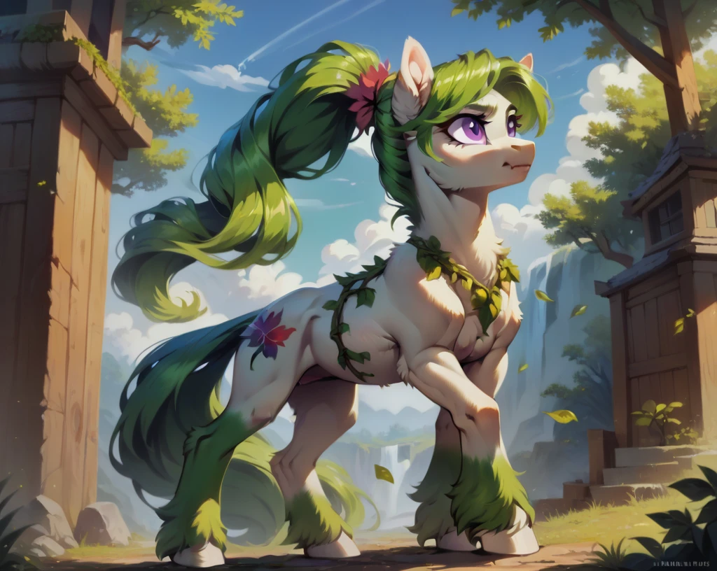 score_9,score_8_up,score_7_up BREAK
pony,solo,Dryad,girl,ear fur,fluffy fur,purple eyes,veins,green hair,long hair,ponytail,<lora:Dryad:1.2>,<lora:Anime Summer Days 2 Style SDXL_LoRA_Pony Diffusion V6 XL:0.7>,<lora:fantasy_world_pony:0.8>,