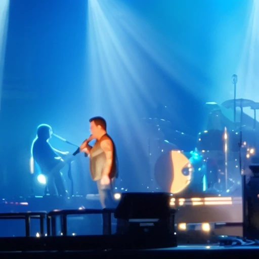 rock concert, lights, 1boy, music instruments, crowd