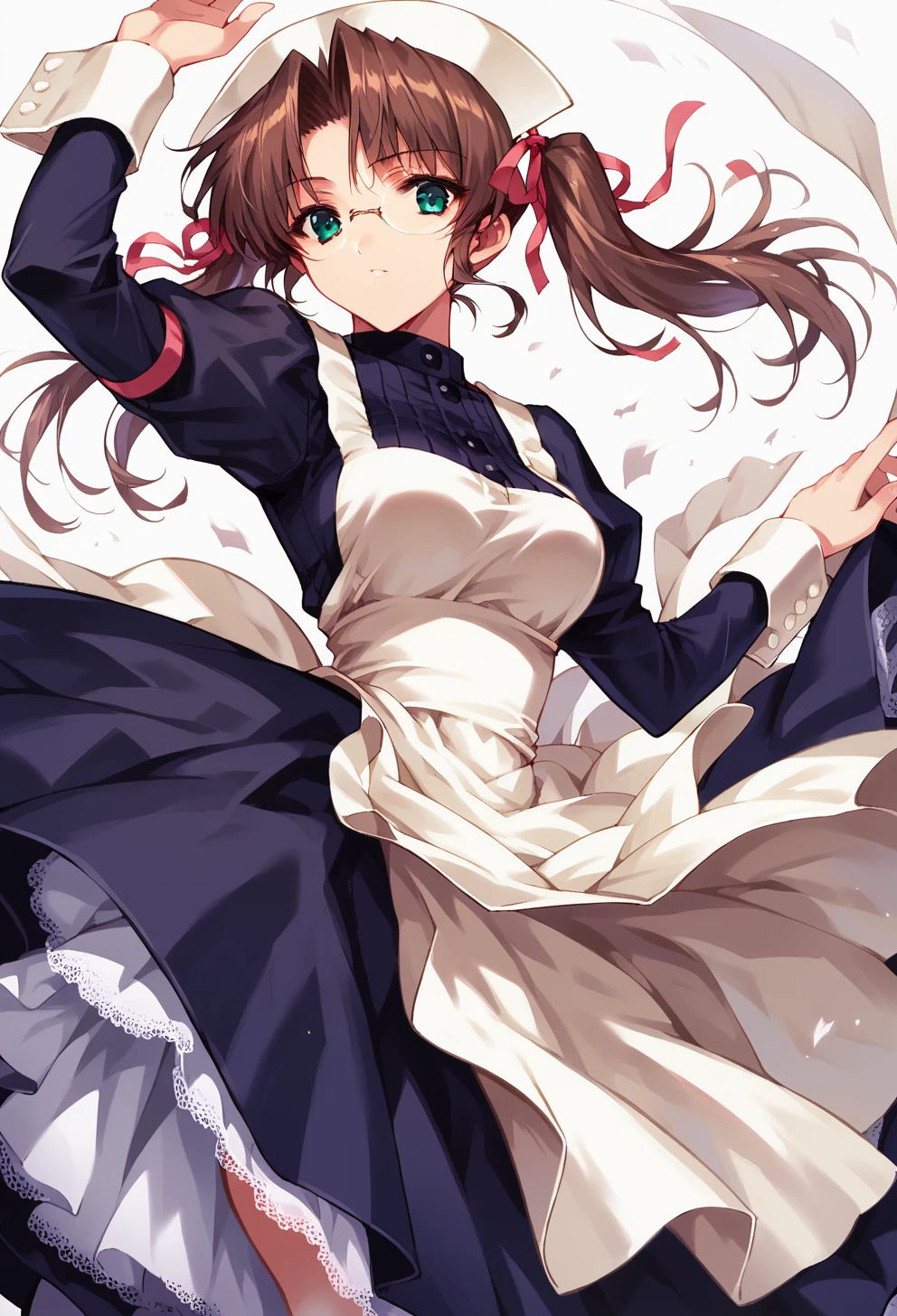 score_9, score_8_up, score_7_up,  <lora:h4r0k4:1> h4r0k4,1girl,solo,maid outfit, dynamic angle, dynamic pose, siting