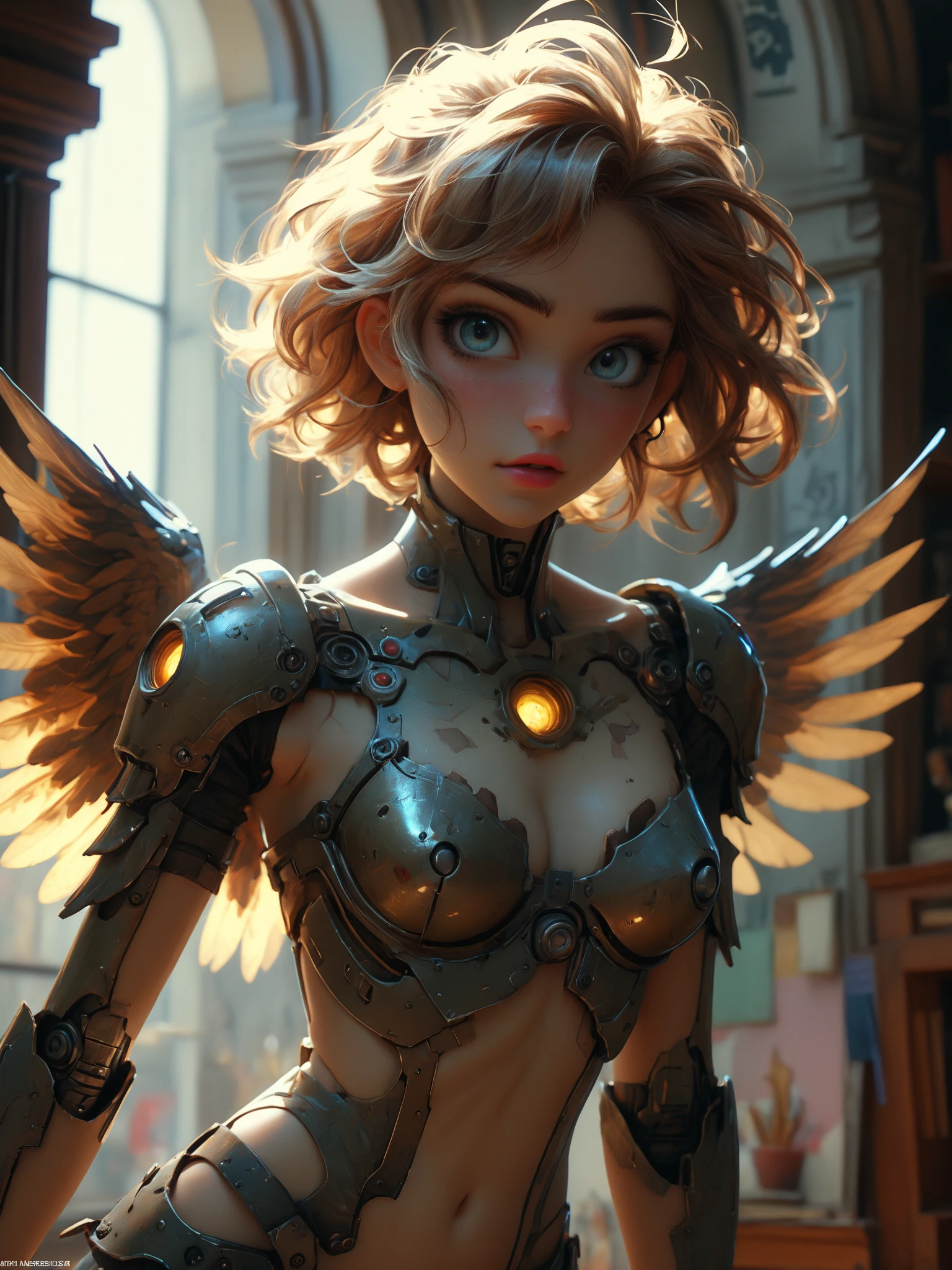 In Casey Baugh's evocative style, (masterpiece, 8k, 4k, extremely detailed, dynamic shading, best quality, absurdres:1.4) , (best quality, masterpiece, colorful, dynamic angle, highest detailed)upper body photo, full body photo, fashion photography of cute mechangel, glowing 4 wings, solo, glowing armor, glowing halo, building, glowing mechanical 4 wings (intricate details, hyperdetailed:1.15), detailed, light passing through hair, (official art, extreme detailed, highest detailed) <lora:ral-embrglt:1> ral-embrglt(masterpiece, sidelighting, finely detailed beautiful eyes: 1.2), hdr, natural skin, chest armor, eye makeup, Baugh's distinctive style captures the essence of the girl's enigmatic nature, inviting viewers to explore the depths of her soul, award winning art <lora:aesthetic_anime_v1s:1>
epic action, Unreal Engine, cinematic award winning artwork, many details, extreme detailed, full of details,Wide range of colors., dramatic, Dynamic,Cinematic,Sharp details, Insane quality. Insane resolution. Insane details. Masterpiece. 32k resolution. casting shadow style, cucoloris patterned illumination, dvr-lnds-sdxl, ral-dissolve, ral-ertmsphr, ral-porcelain, ral-pxlprtcl, Niji, aidma-niji