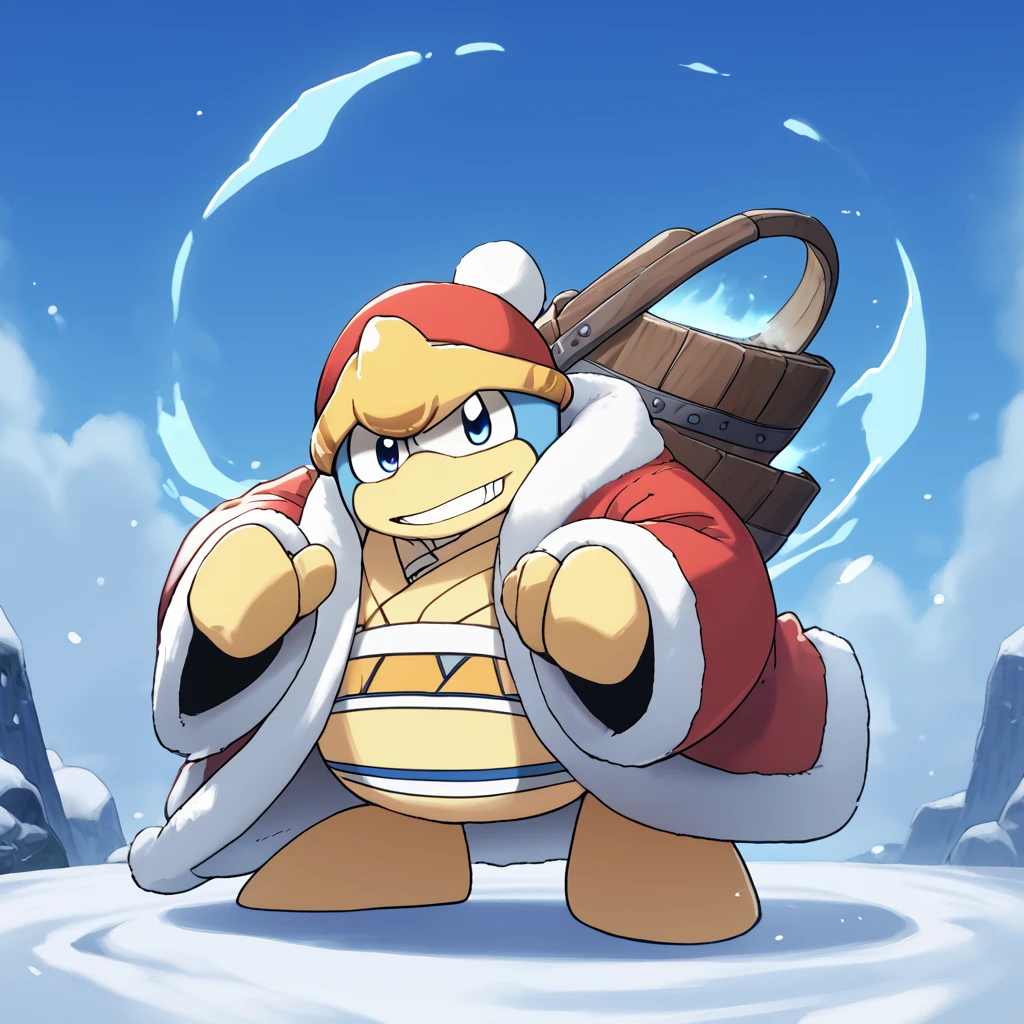 score_9  <lora:Dedede:1.29> blue eyes, hat, coat, no humans