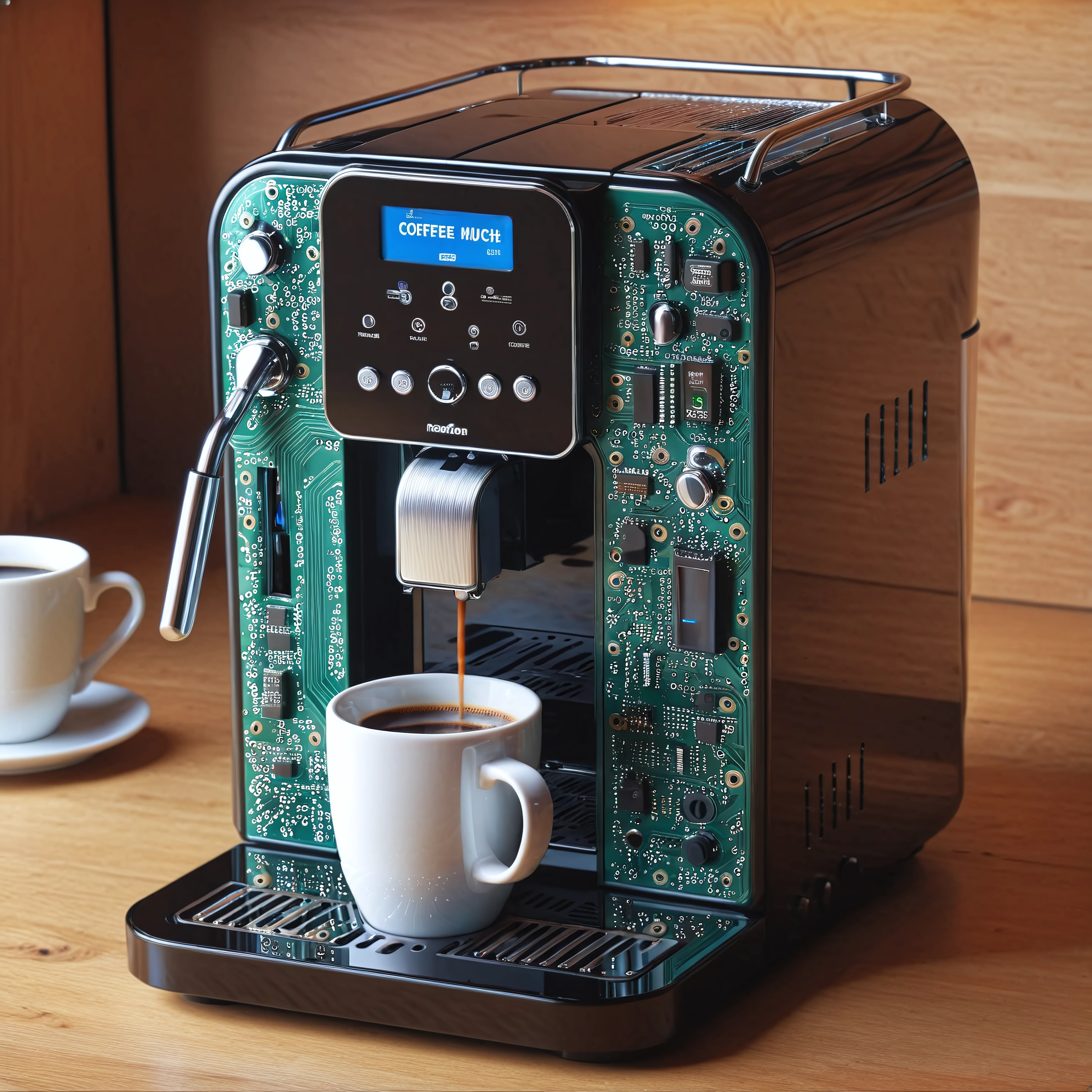 pcb_style, coffee machine, coffee mug, photo, realistic, <lora:Styles\SDXL\PCB_Style_SDXL_-_Snoodler>