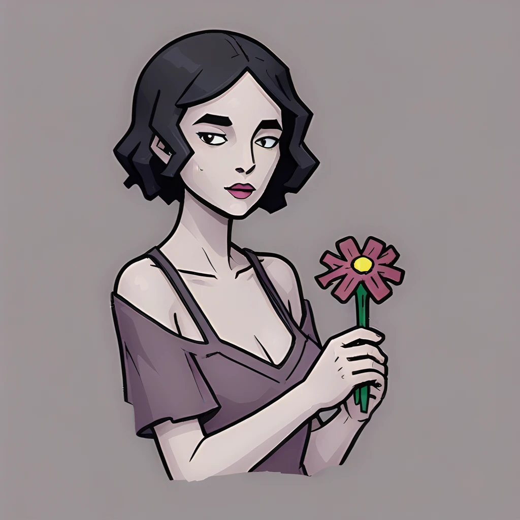 s_darkcore style, a girl holding a flower,