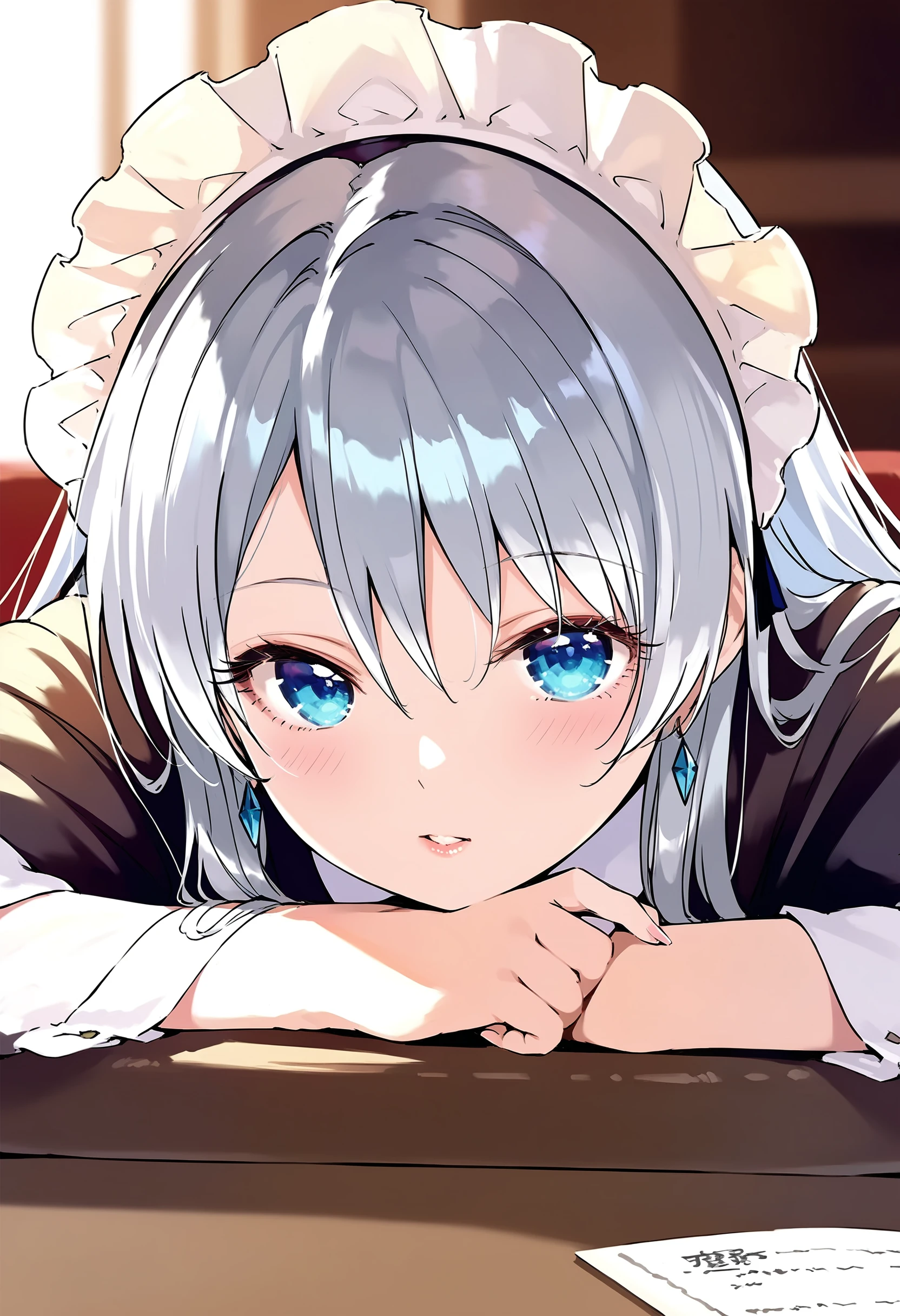 score_9, score_8_up, score_7_up,source_anime,rating_explicit,uncensored,anatomically correct,best perspective BREAK
<lora:head_rest_arm_rest_pony_1:1> head rest arm rest
 <lora:lihua:0.8>  lihua,  maid headdress,silver hair, blue eyes, long hair,   1girl,
