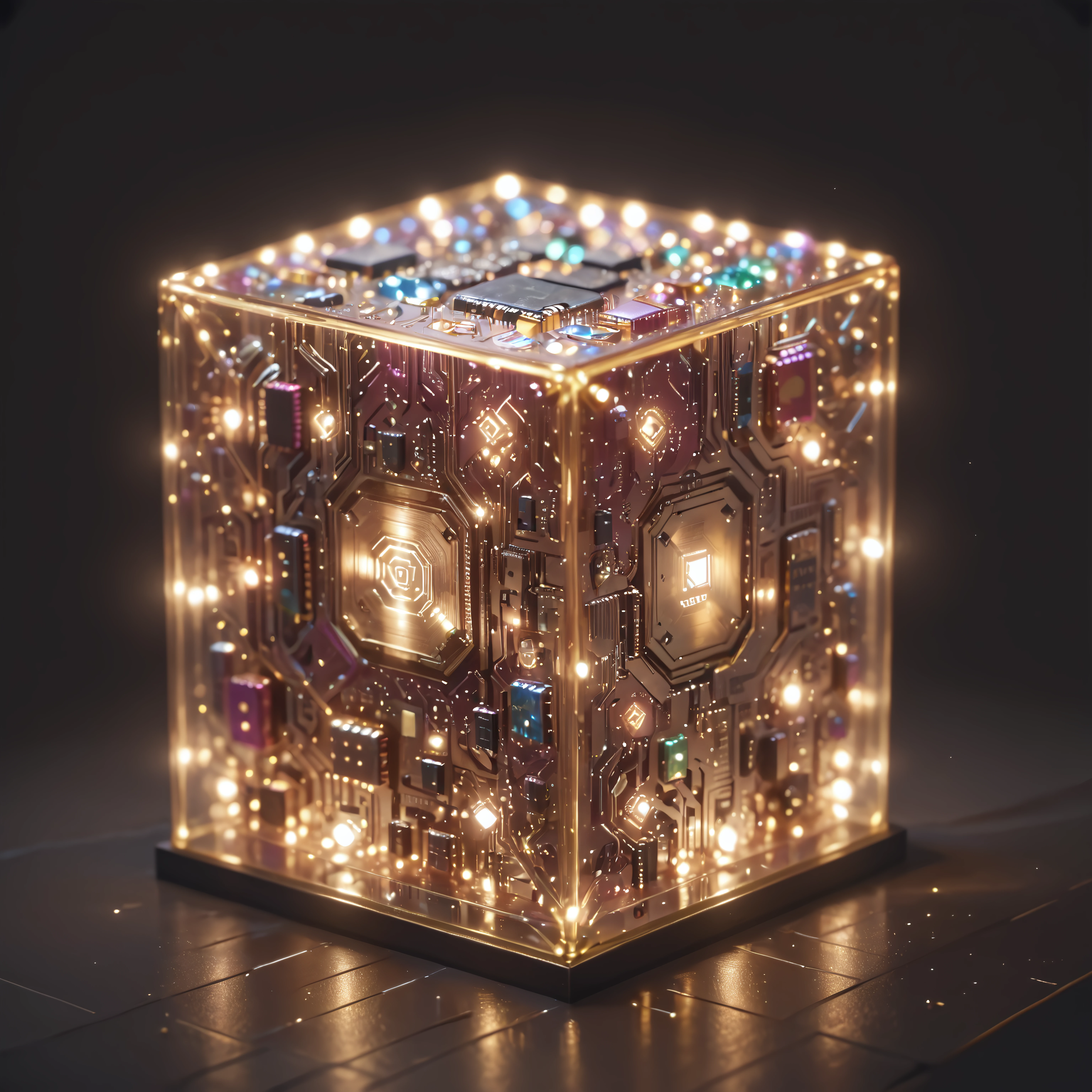 score_9, score_8_up, score_7_up, pcb_style, cube, dark room, sitting on glass, golden corners, glow, <lora:Styles\Pony\PCB_Style_Pony_-_Snoodler>