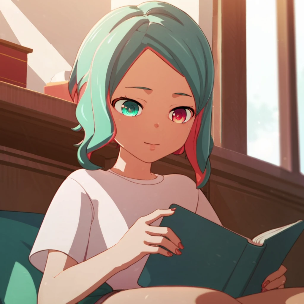 score_9, score_8_up, score_7_up, score_6_up, score_5_up, score_4_up, source_anime, , Ryo, heterochromia, reading a book