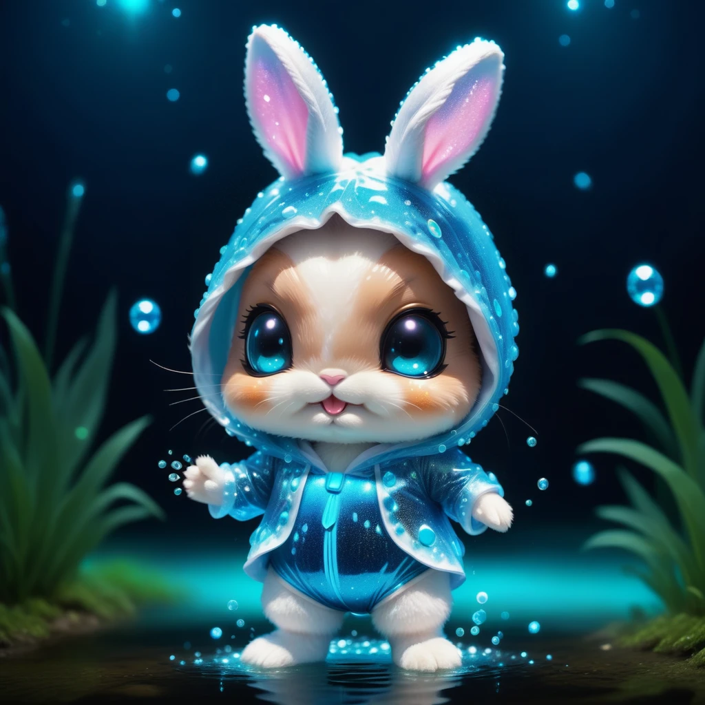 a chibi punny in a bunny costume made out of Jed-Bwtrspkl,  <lora:BioWaterSparkleStyle:1>