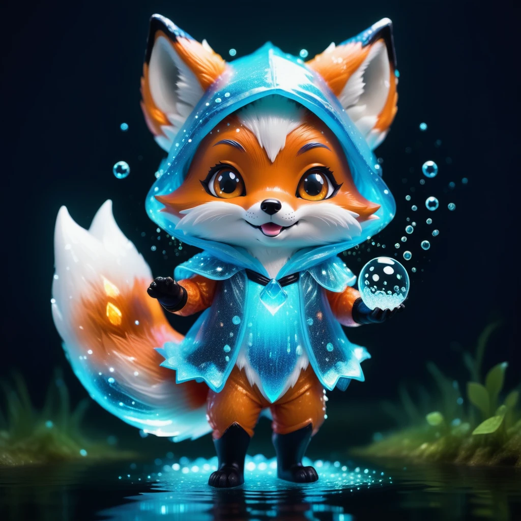 a chibi punny in a fox costume made out of Jed-Bwtrspkl,  <lora:BioWaterSparkleStyle:1>