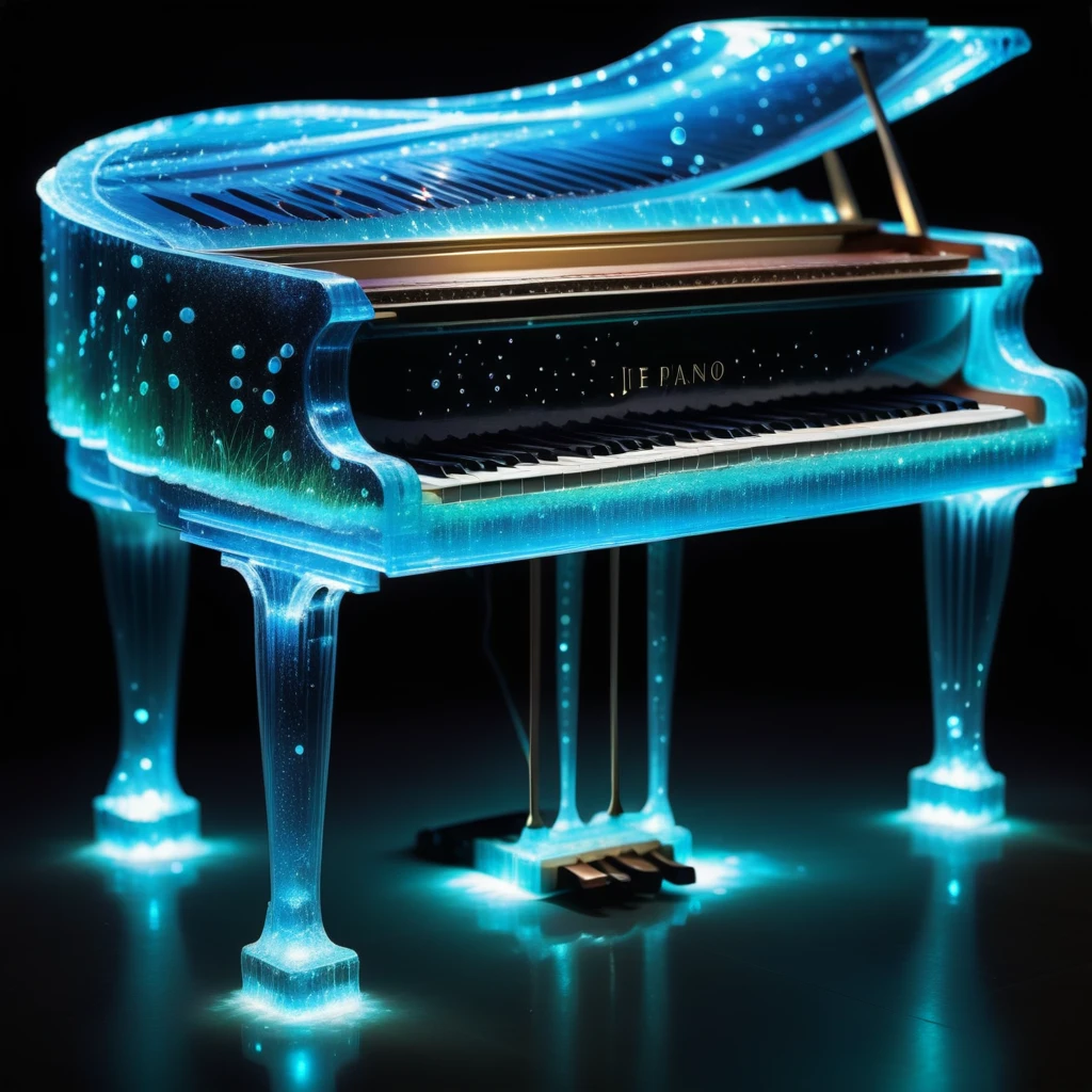 a piano made out of Jed-Bwtrspkl,  <lora:BioWaterSparkleStyle:1>