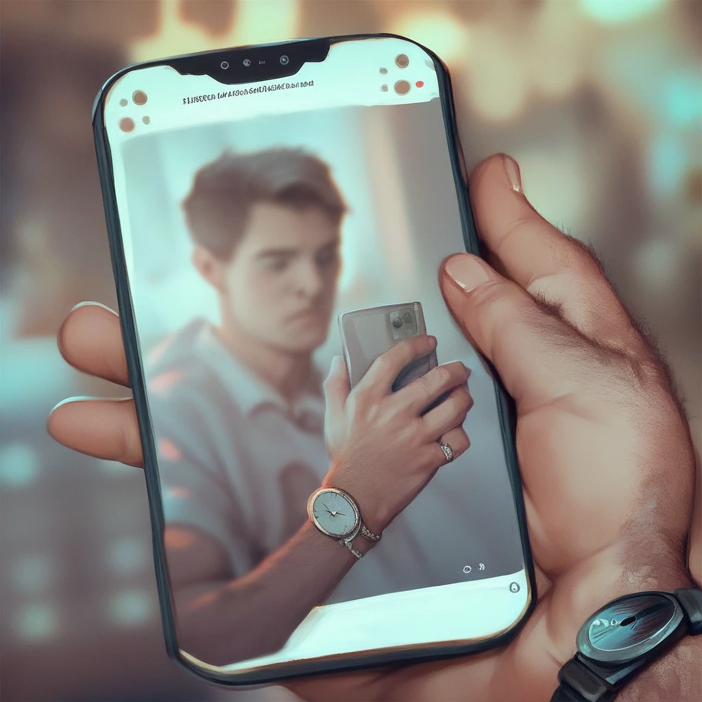 score_9, score_8_up, score_7_up, score_6_up,  Pov-Phone, 1boy, holding, jewelry, male focus, blurry, bracelet, blurry background, phone, ring, cellphone, smartphone, holding phone, watch, realistic, wristwatch, arm hair, photorealistic, general