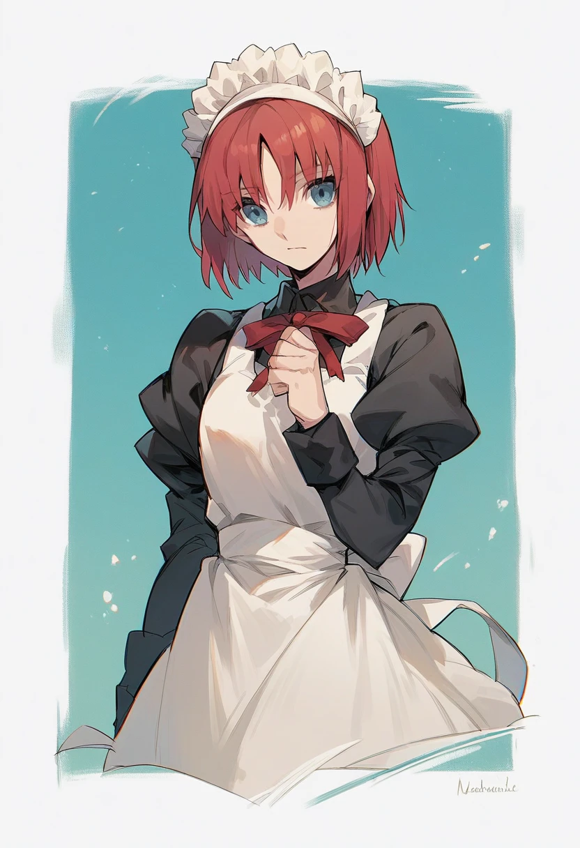 score_9, score_8_up, score_7_up, score_6_up, rating_safe, source_anime,
1girl, solo, hisui \(tsukihime\), tsukihime, blue eyes, short hair, red hair,
maid, maid headdress, white apron, black dress, puffy sleeves,
<lora:glove_hisui_V1:1>