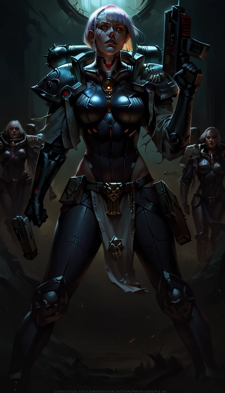 score_9, score_8_up, score_7_up, expressiveh, 1female, adepta sororitas, wh40k, battle sisters, power armor, black armor, pauldron, 1girl, gun, detailed face,  <lora:cyberpunk_lucy:0.8> yculpnxl, lucy \(cyberpunk\)
<lora:Concept Art DarkSide Style LoRA_Pony XL v6:0.7> concept art, realistic, dark theme, low light, in combat, dynamic pose, 
  <lora:Adepta_Sororitas_wh40k_Battle_Sisters:1>