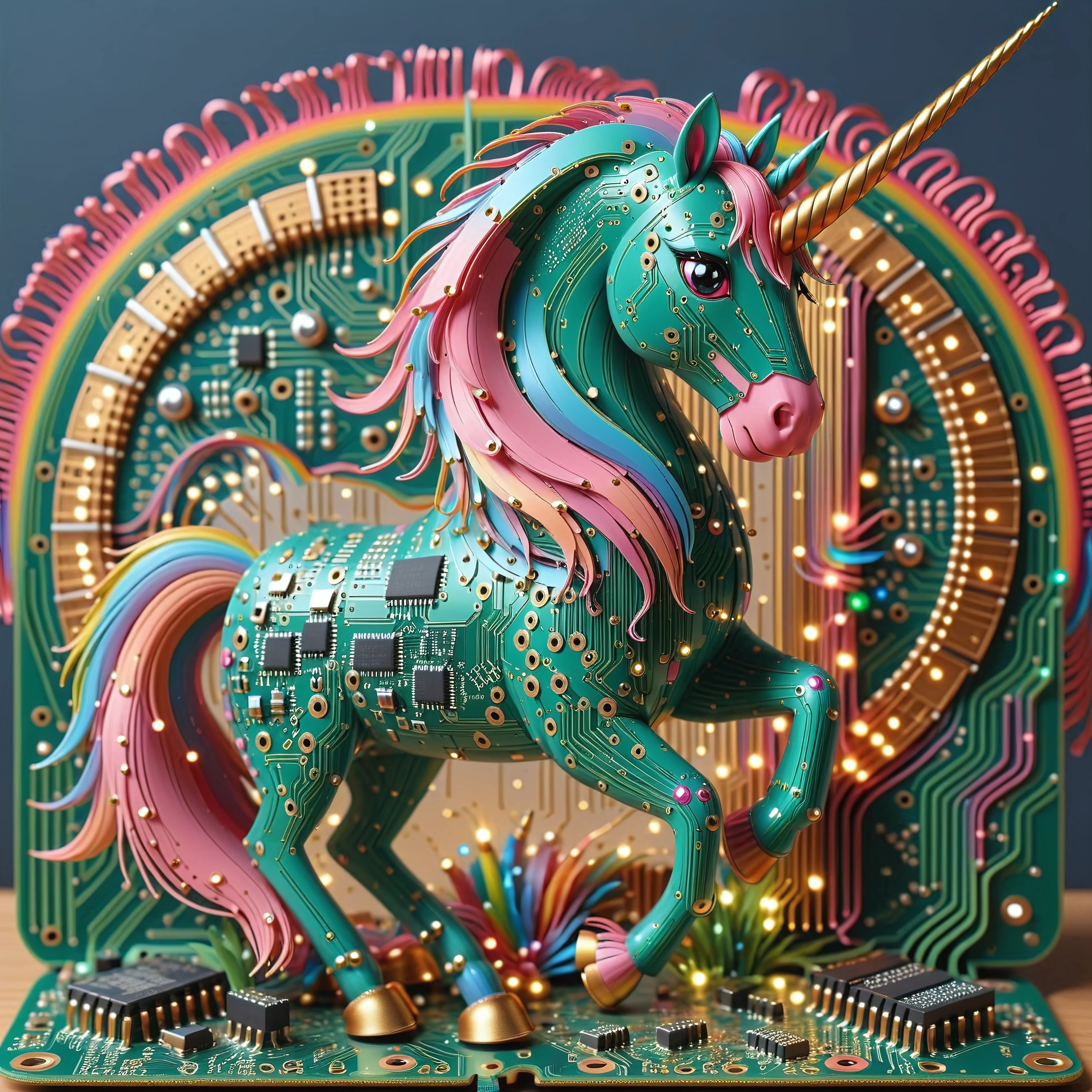 pcb_style, unicorn, <lora:Styles\SDXL\PCB_Style_SDXL_-_Snoodler>