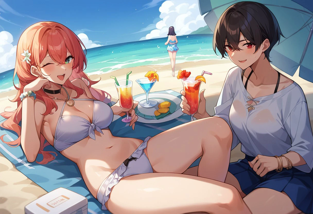 score_9, score_8_up, score_7_up, source_anime, multiple girls, beachparty
