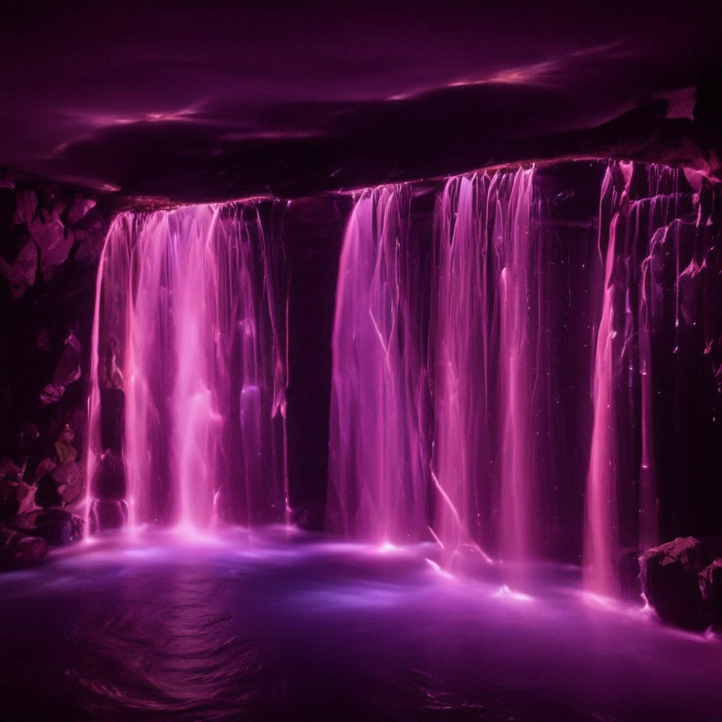 glowing waterfall, outdoors