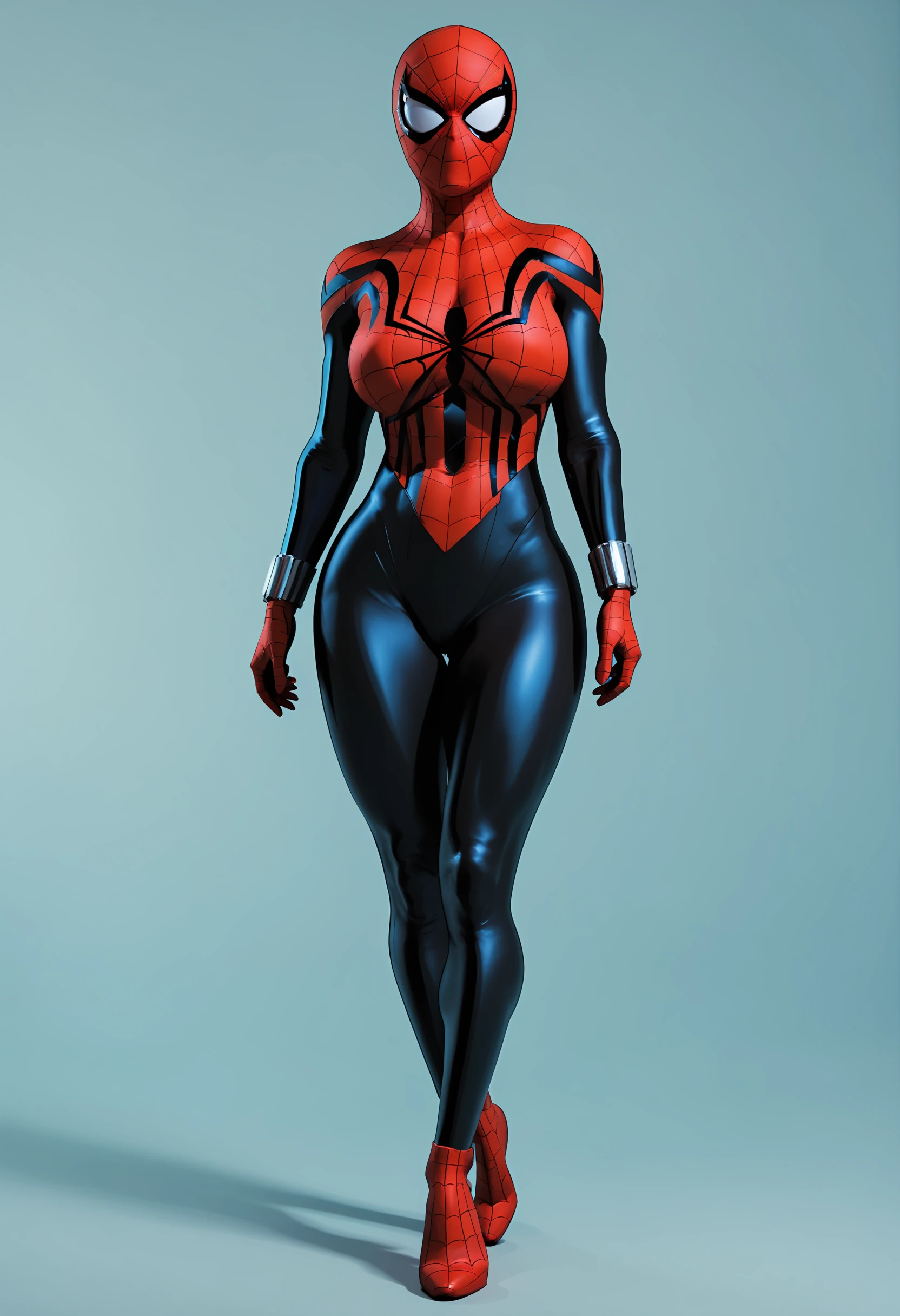 score_9, score_8_up, score_7_up, score_6_up, score_5_up, score_4_up, 1girl, <lora:SpiderGirl:0.75> superhero, huge breasts, bimbo, thick thighs, huge ass, mask, bodysuit, spider web print, standing, looking at viewer,
simple background, 3d, render,