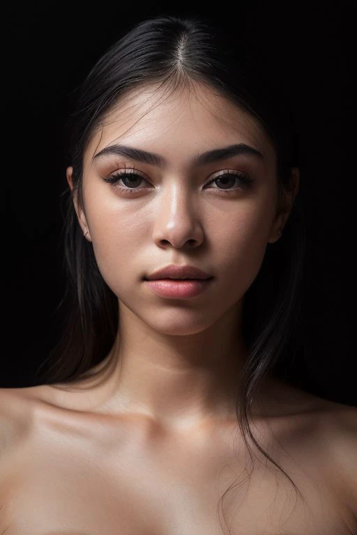 highest quality, masterpiece, ultra-high resolution, (realistic:1.4), raw photos, 1girl, simple gray background, ((naked)), looking at the audience, small round breasts, detailed eyes, detailed lips, extremely detailed face, long eyelashes, volumetric lighting, cinematic lighting, chiaroscuro, dramatic lighting, photographic, hyper-detailed, sharp focus