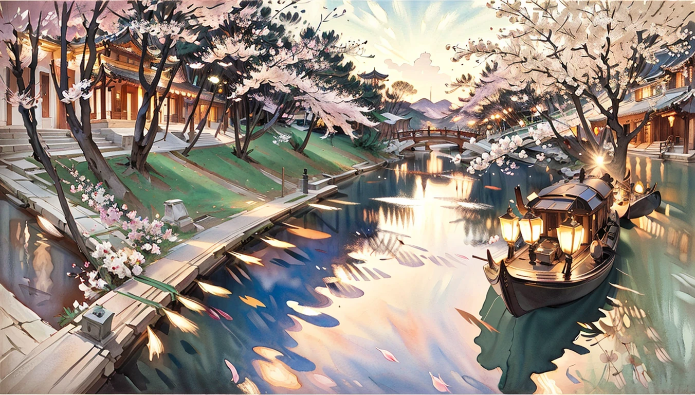 best quality,masterpiece,highly detailed,ultra-detailed, 
 <lora:neg9V2_last:0.7>      <lora:watercolor sketch:1> watercolor sketch by john-singer-sargent, 
Han River, Seoul, South Korea, East Asian culture, Spring, Han River with cherry blossoms along its banks