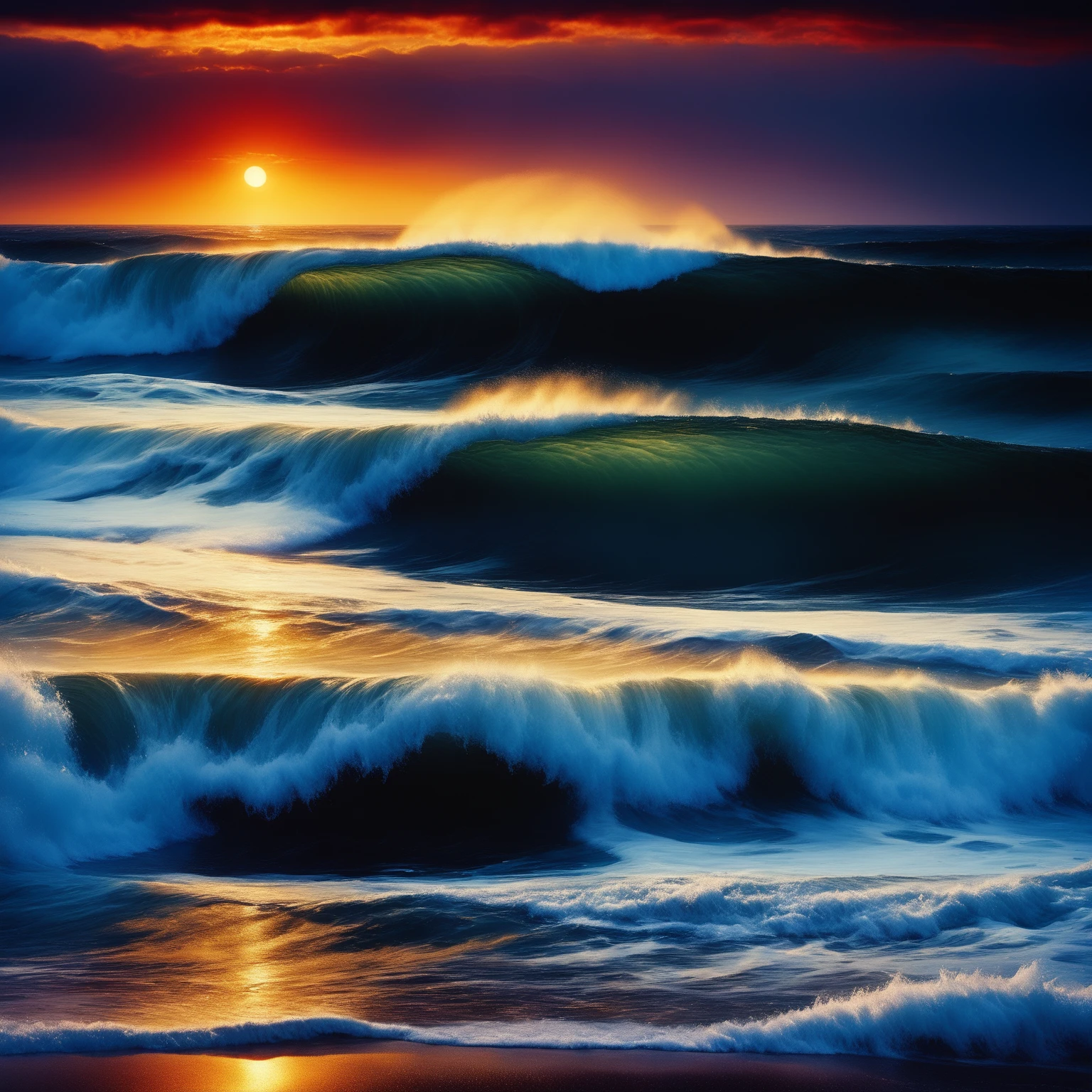 Jed-FanSea, <lora:FantasySeascapes:1>, (designed by Ray Collins:1.1) , painting, seascape, at Dawn, Proud, Direct light, painterly, highly complex, luxurious sharp focus, magical atmosphere, professional fine composition, contemporary fine detail, complex, fabulous colors, highly decorated