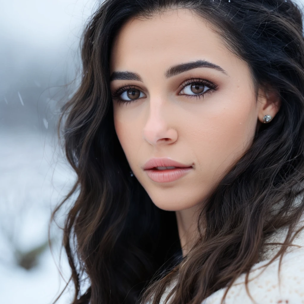 Skin texture, no makeup, Super high res closeup portrait photo of a princess outdoors in the snowy winter with wavy hair,f /2.8, Canon, 85mm,cinematic, high quality,looking at the viewer, naxsctt,  <lora:naoscott_juggerX_xl_1_wocap-naxsctt-000080:1>