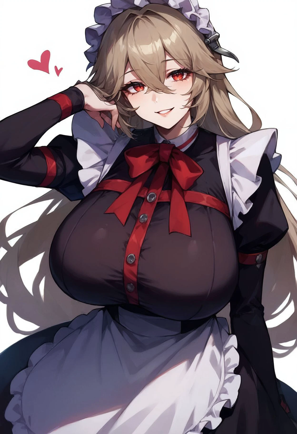 best quality, masterpiece, highres, solo, {zara_kantaicollection:1.15}, long_hair, blonde_hair, braid, wavy_hair, french_braid, breasts, hat, brown_eyes, mini_hat, large_breasts, blush, hair_between_eyes, 1girl, animal_ears, fake_animal_ears, playboy_bunny, rabbit_ears, looking_at_viewer, cleavage, alternate_costume, detached_collar, bowtie, leotard, bow, simple_background, white_background, black_leotard, pantyhose, rabbit_tail, strapless, tail, wrist_cuffs