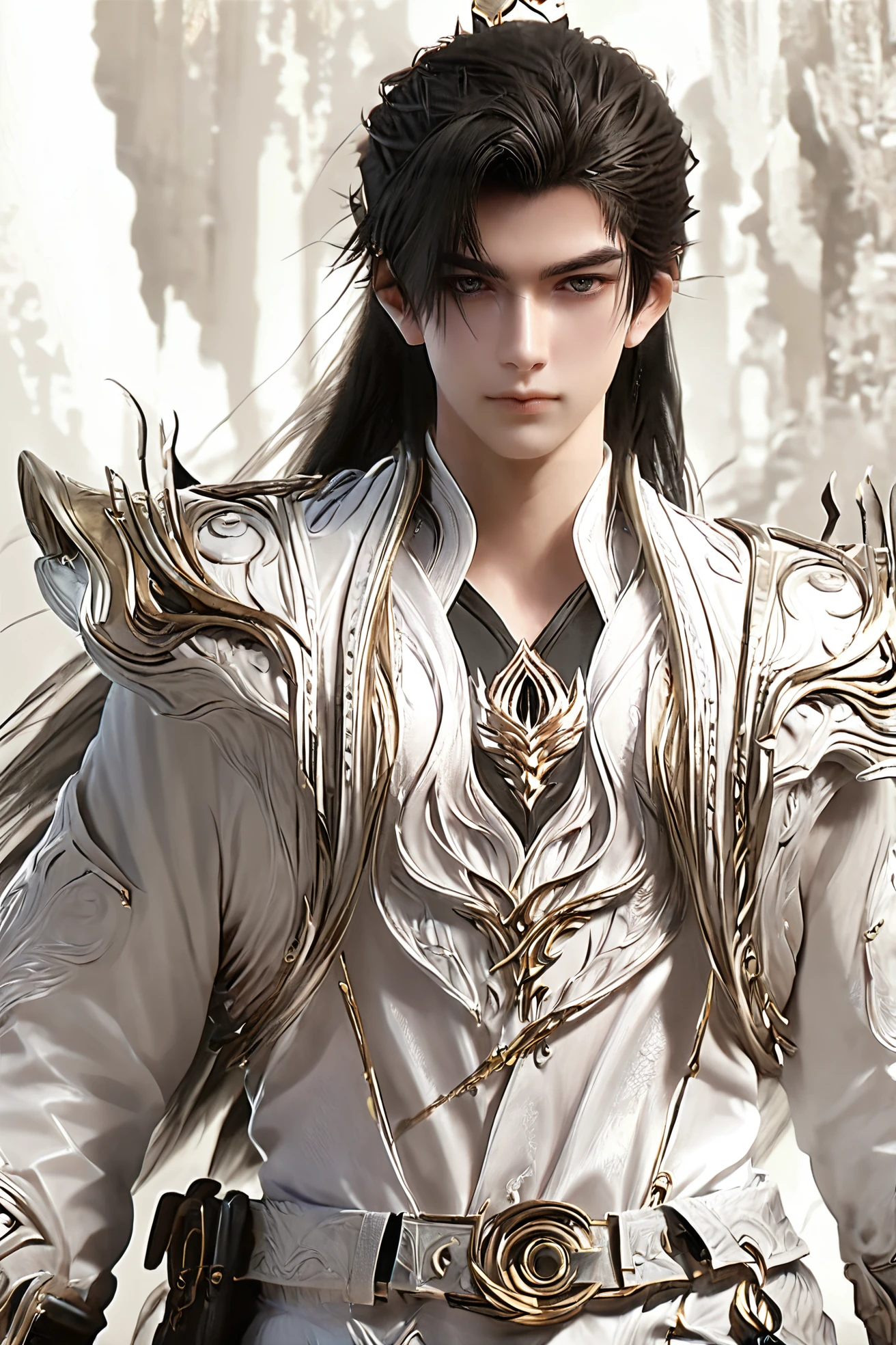 score_9,score_8_up,score_7_up,source_anime,realistic,1boy,shi_hao,perfect_world,solo,male focus,black hair,looking at viewer,long hair,big eyes,belt,,ç½è¢,<lora:ShiHao__Pefetct_World-000014:0.9>