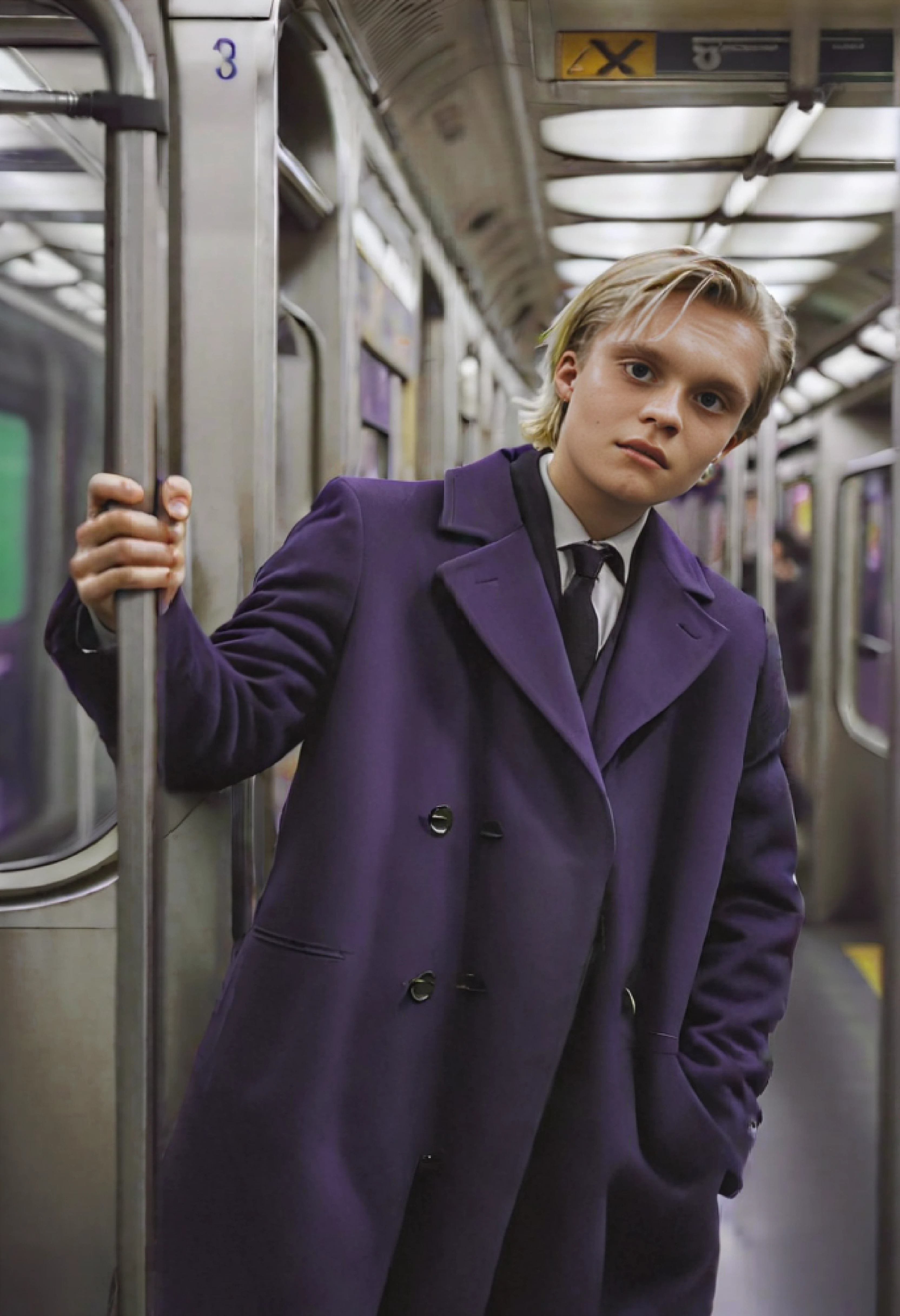 <ckpt:ZavyChroma.safetensors>, <ckpt:Fluently.safetensors>, <lora:TomGlynnCarney.safetensors:1.2>, Photograph of Tom Glynn-Carney, TGC, blonde hair, grey eyes, subway train, holding rail, Raw photo, Canon EOS R3