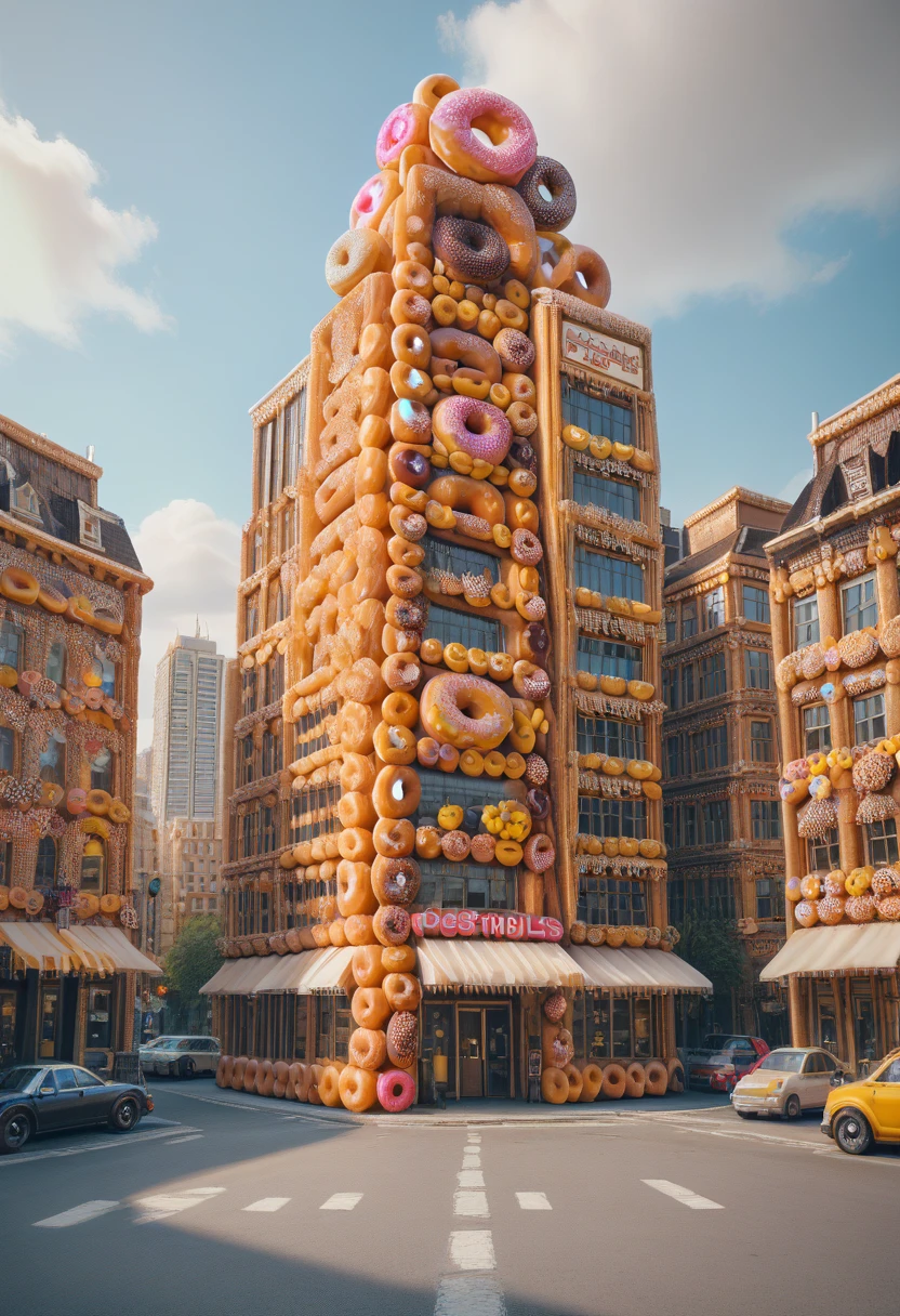 score_9, score_8_up, score_7_up,
((masterpiece, extremely detailed)), sharp, 4K BREAK
d0nu71f13d, 1boy, wearing a (suit made of doughnuts:1.2)
background: city, (buildings made of doughnuts:1.3)
 <lora:Donutified_World_Morph:1>